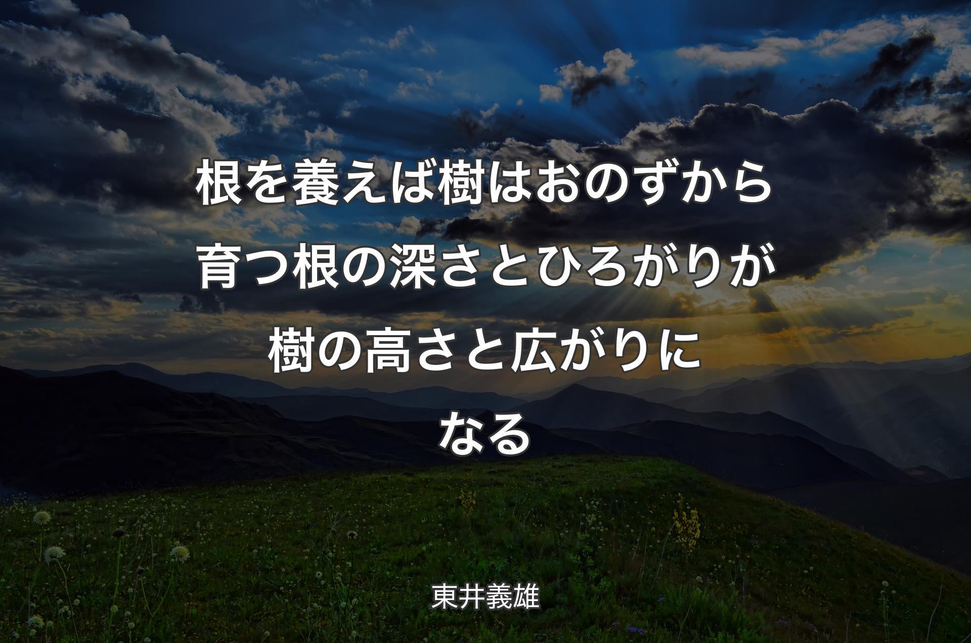 根を養えば樹はおのずから育つ根の深さとひろがりが樹の高さと広がりになる - 東井義雄