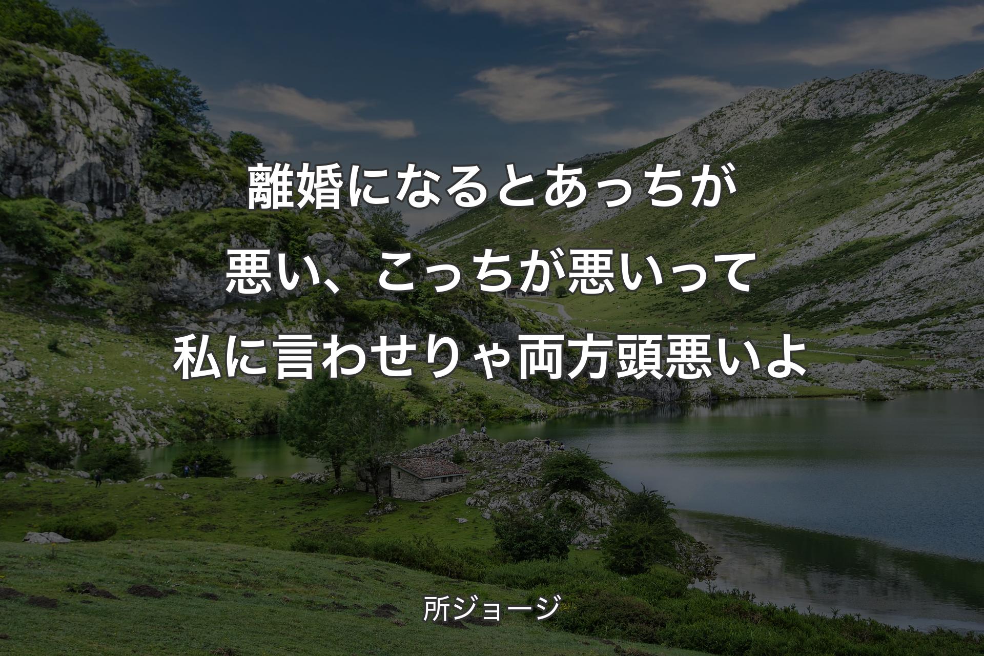 【背景1】離婚になるとあっちが悪い、こっちが悪いって私に言わせりゃ両方頭悪いよ - 所ジョージ