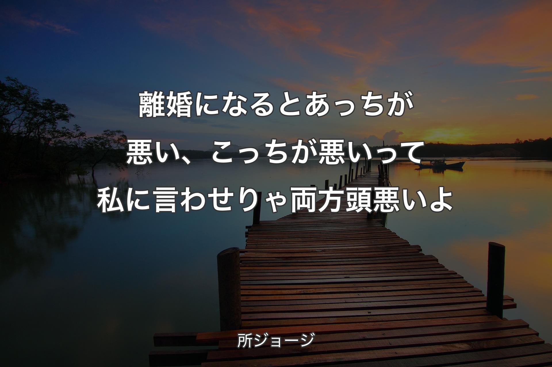 【背景3】離婚になるとあっちが悪い、こっちが悪いって私に言わせりゃ両方頭悪いよ - 所ジョージ