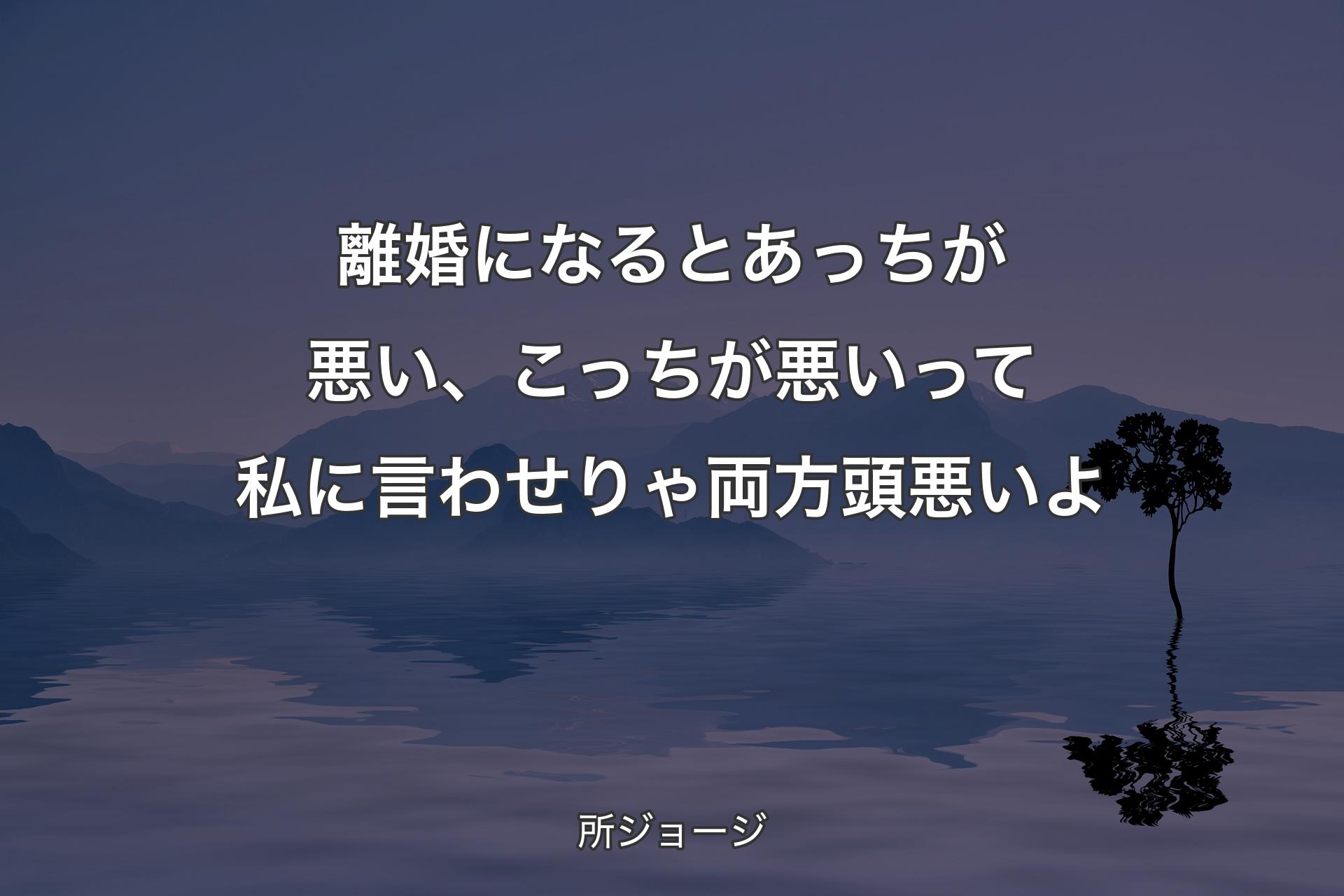 離婚になるとあっちが悪い、こっちが悪いって私に言わせりゃ両方頭悪いよ - 所ジョージ