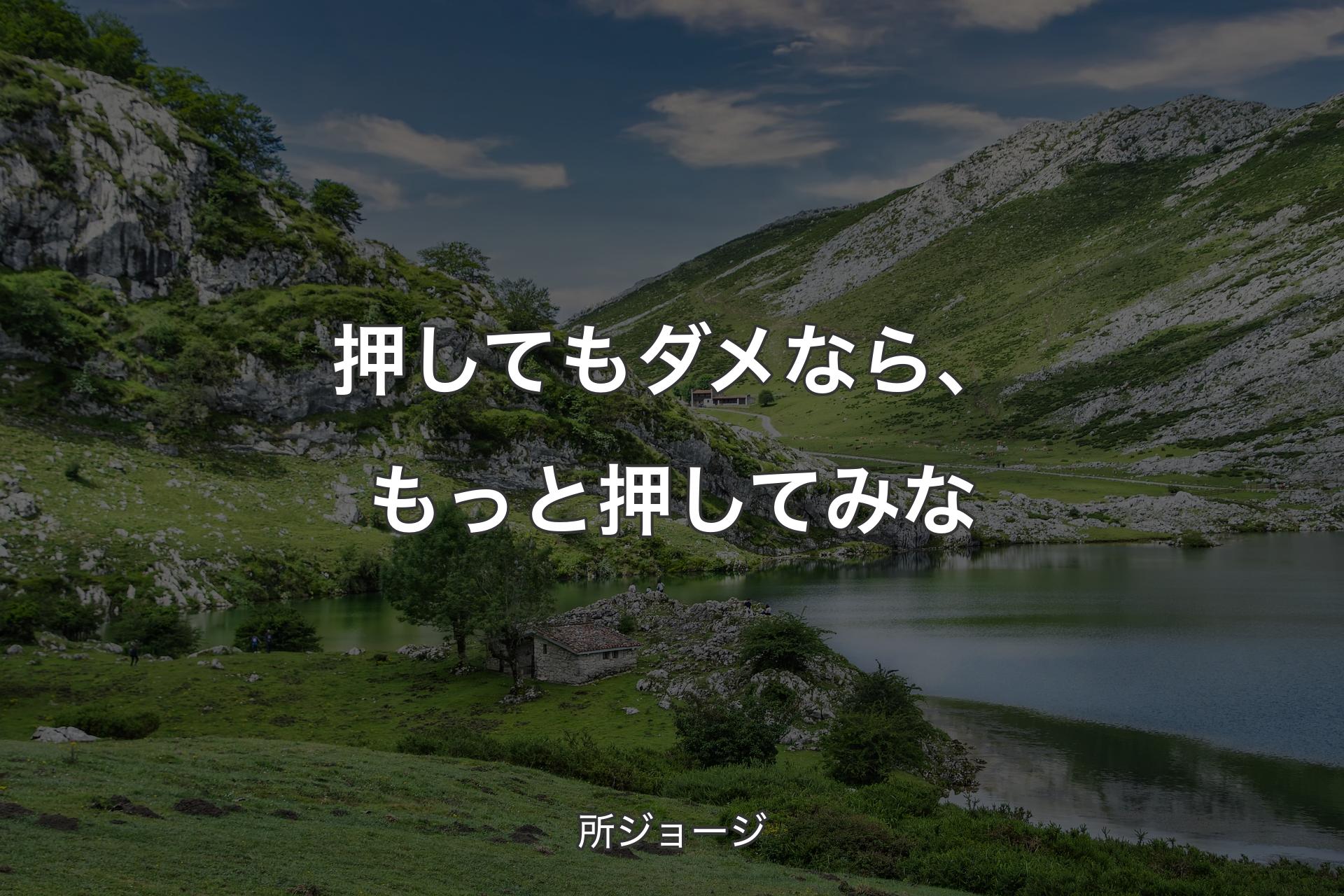 押してもダメなら、もっと押してみな - 所ジョージ