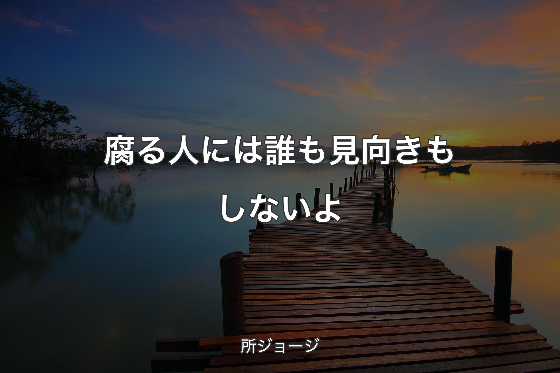 腐る人には誰も見向きもしないよ - 所ジョージ