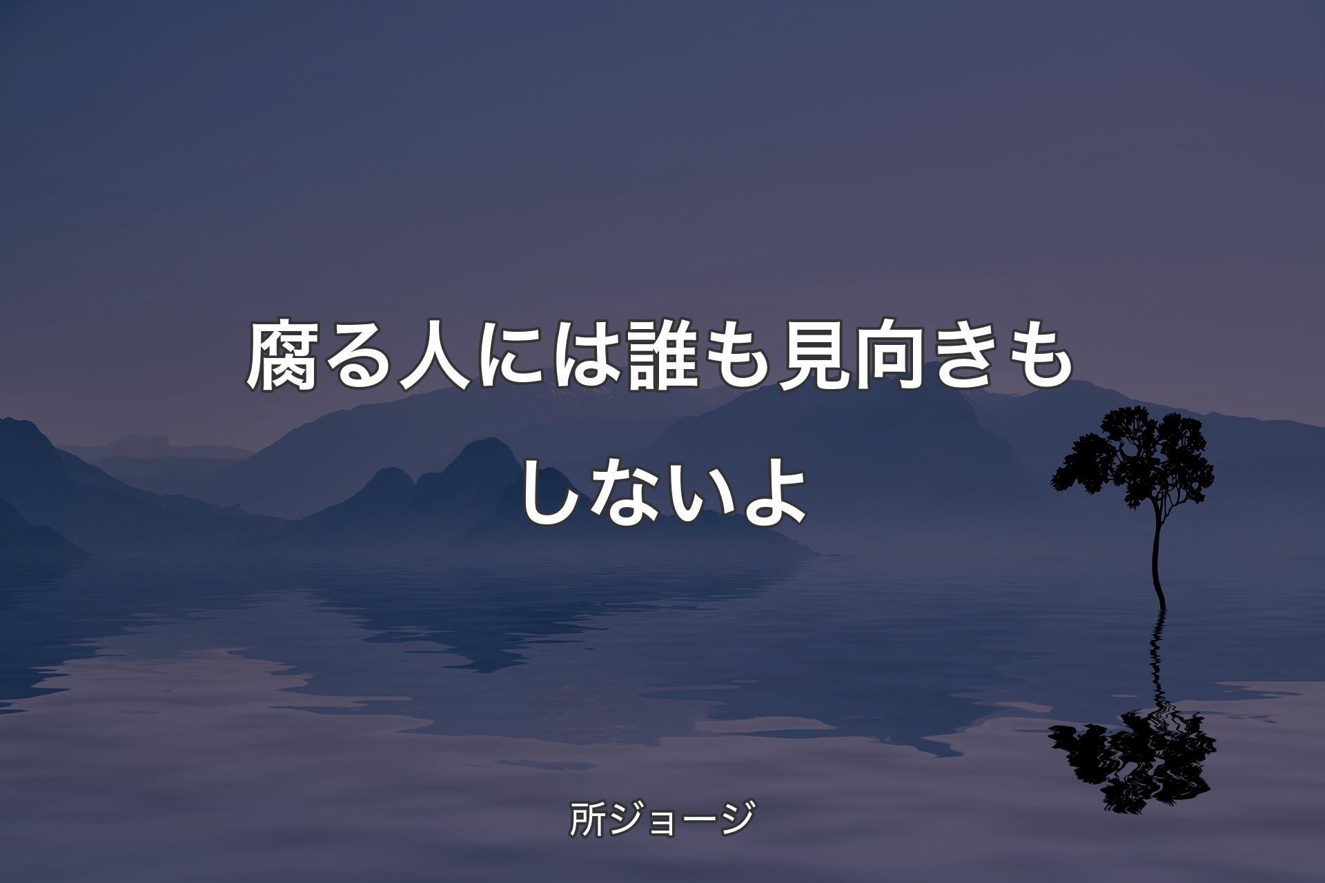 腐る人には誰も見向きもしないよ - 所ジョージ