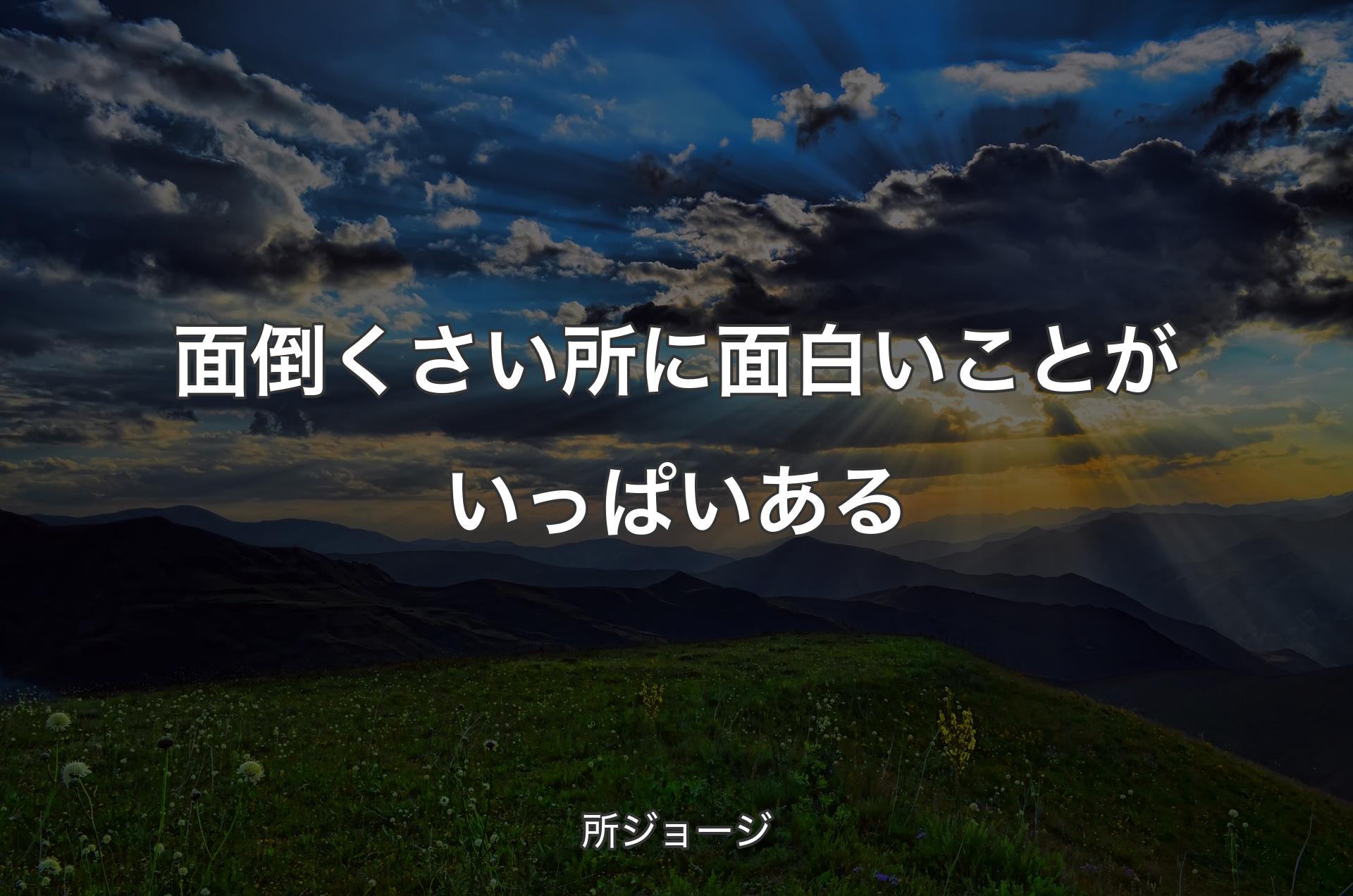 面倒くさい所に面白いことがいっぱいある - 所ジョージ