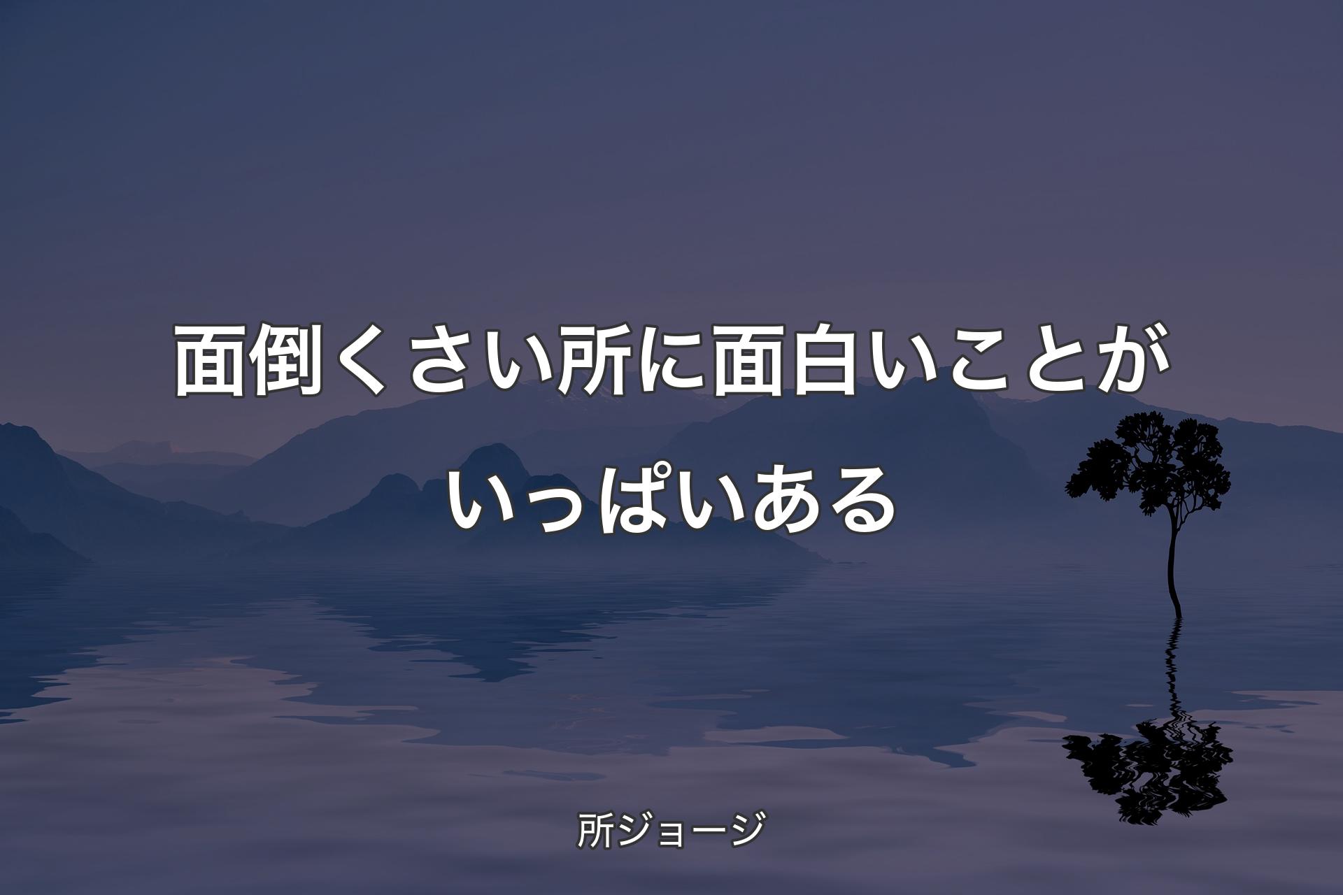 【背景4】面倒くさい所に面白いことがいっぱいある - 所ジョージ