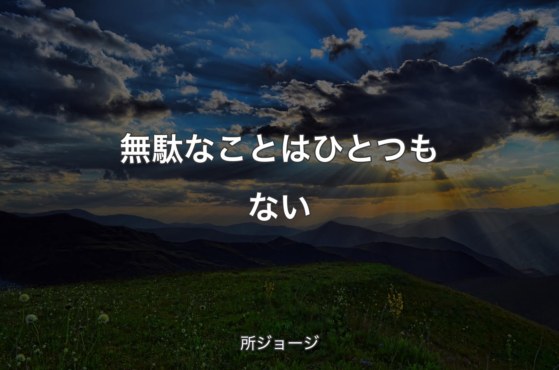 無駄なことはひとつもない - 所ジョージ