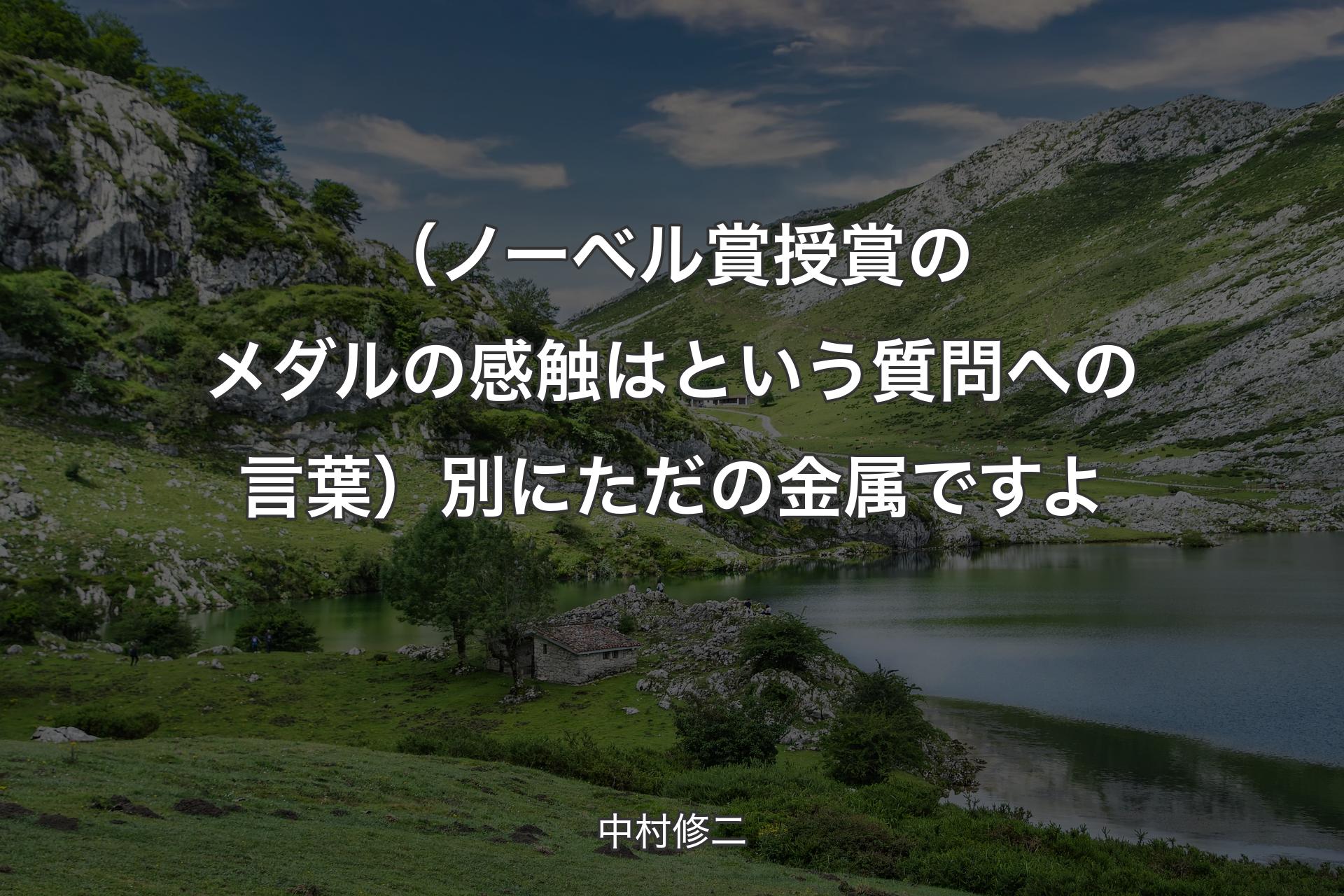 【背景1】（ノーベル賞授賞のメダルの感触はという質問への言葉）別にただの金属ですよ - 中村修二