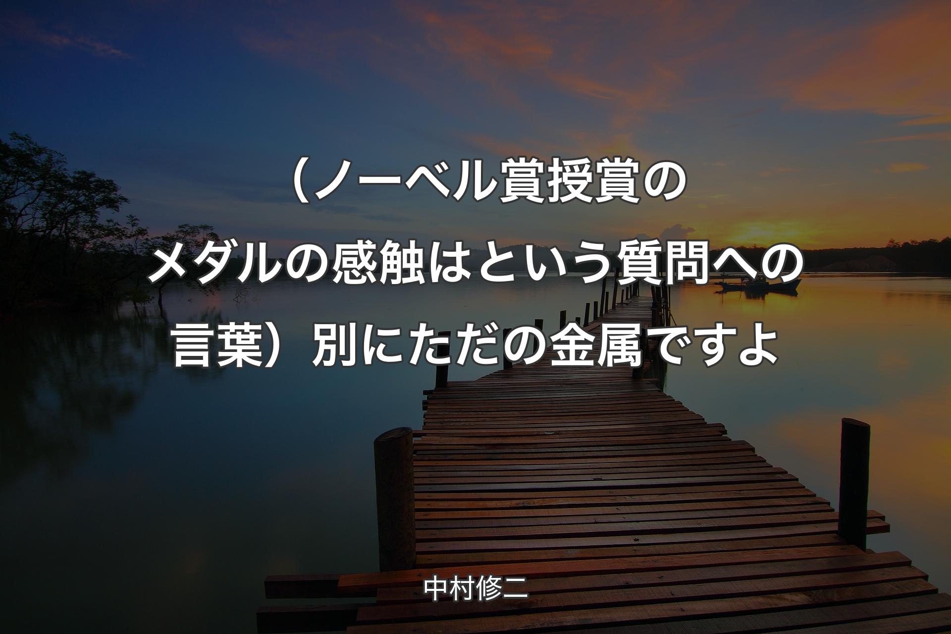 【背景3】（ノーベル賞授賞のメダルの感触はという質問への言葉）別にただの金属ですよ - 中村修二