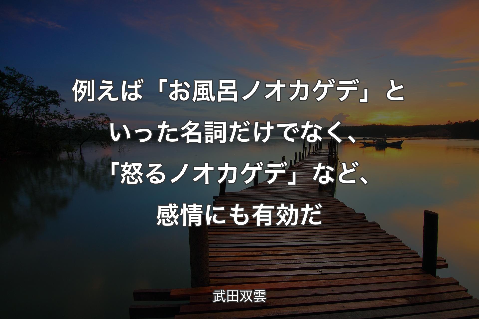 【背景3】例えば「お風呂ノオカゲデ」と�いった名詞だけでなく、「怒るノオカゲデ」など、感情にも有効だ - 武田双雲