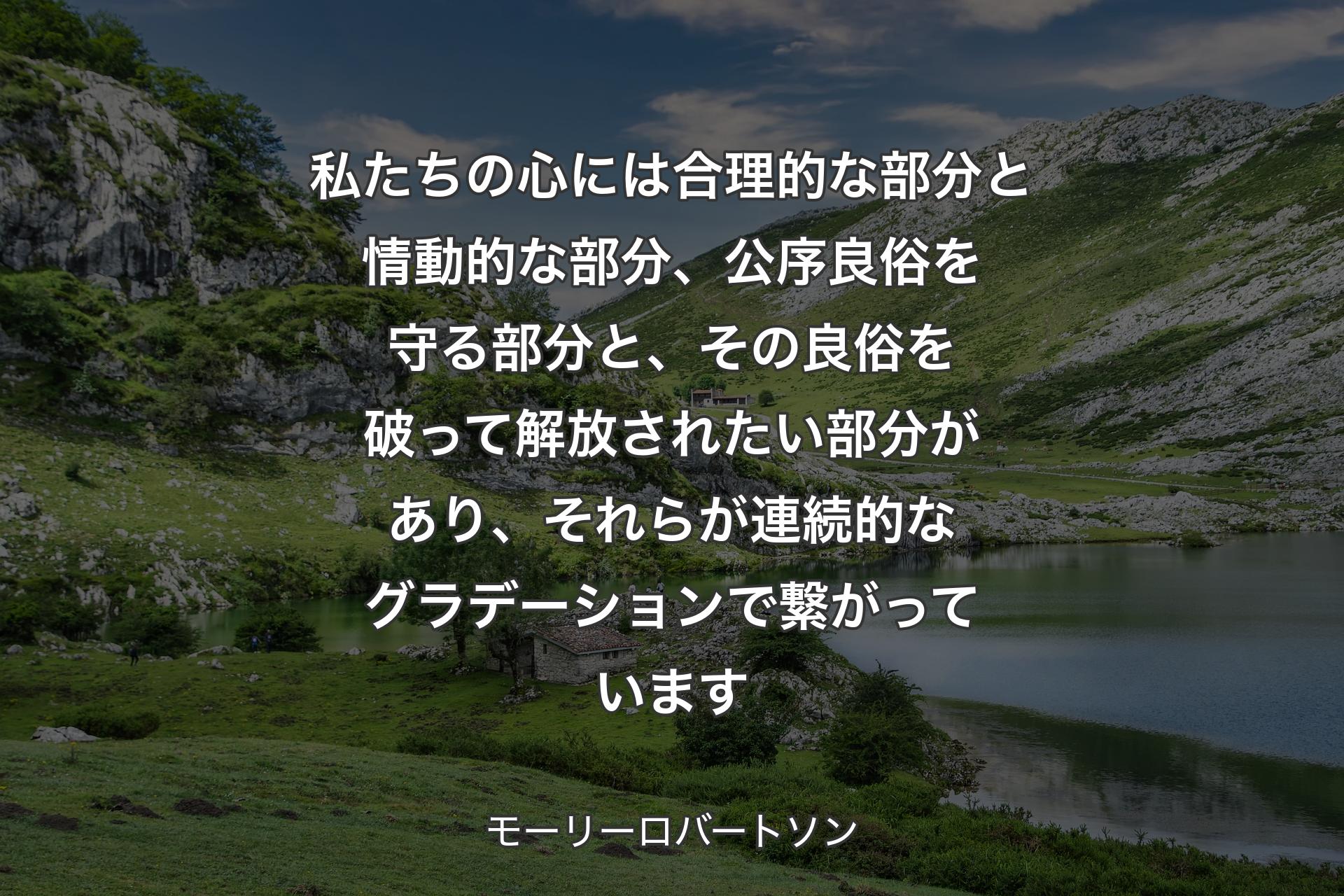 【背景1】私たちの心には合理的な部分と情動的な部分、公序良俗を守る部分と、その良俗を破って解放されたい部分があり、それらが連続的なグラデーションで繋がっています - モーリーロバートソ�ン