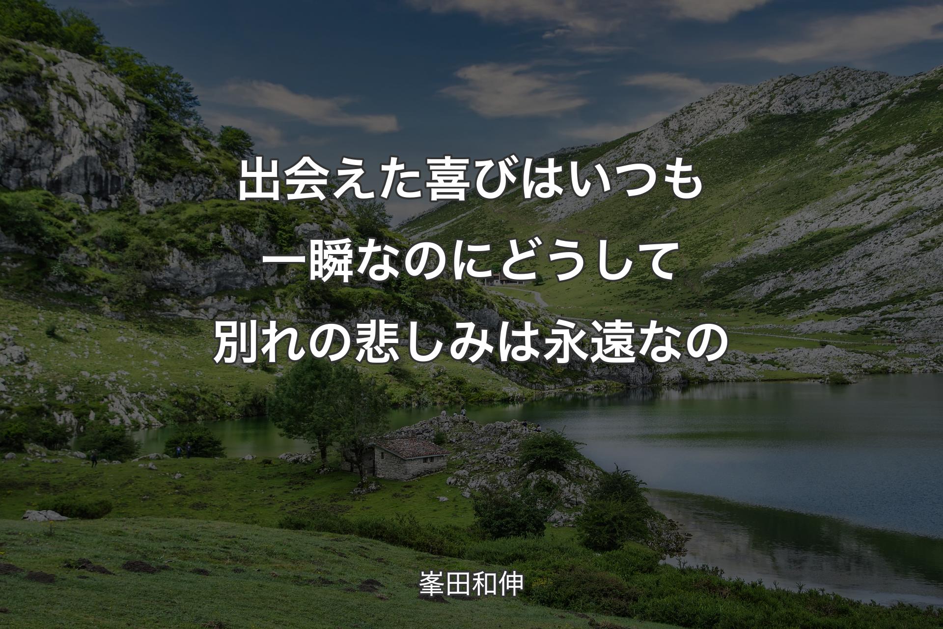 出会えた喜びはいつも一瞬なのにどうして別れの悲しみは永遠なの - 峯田和伸