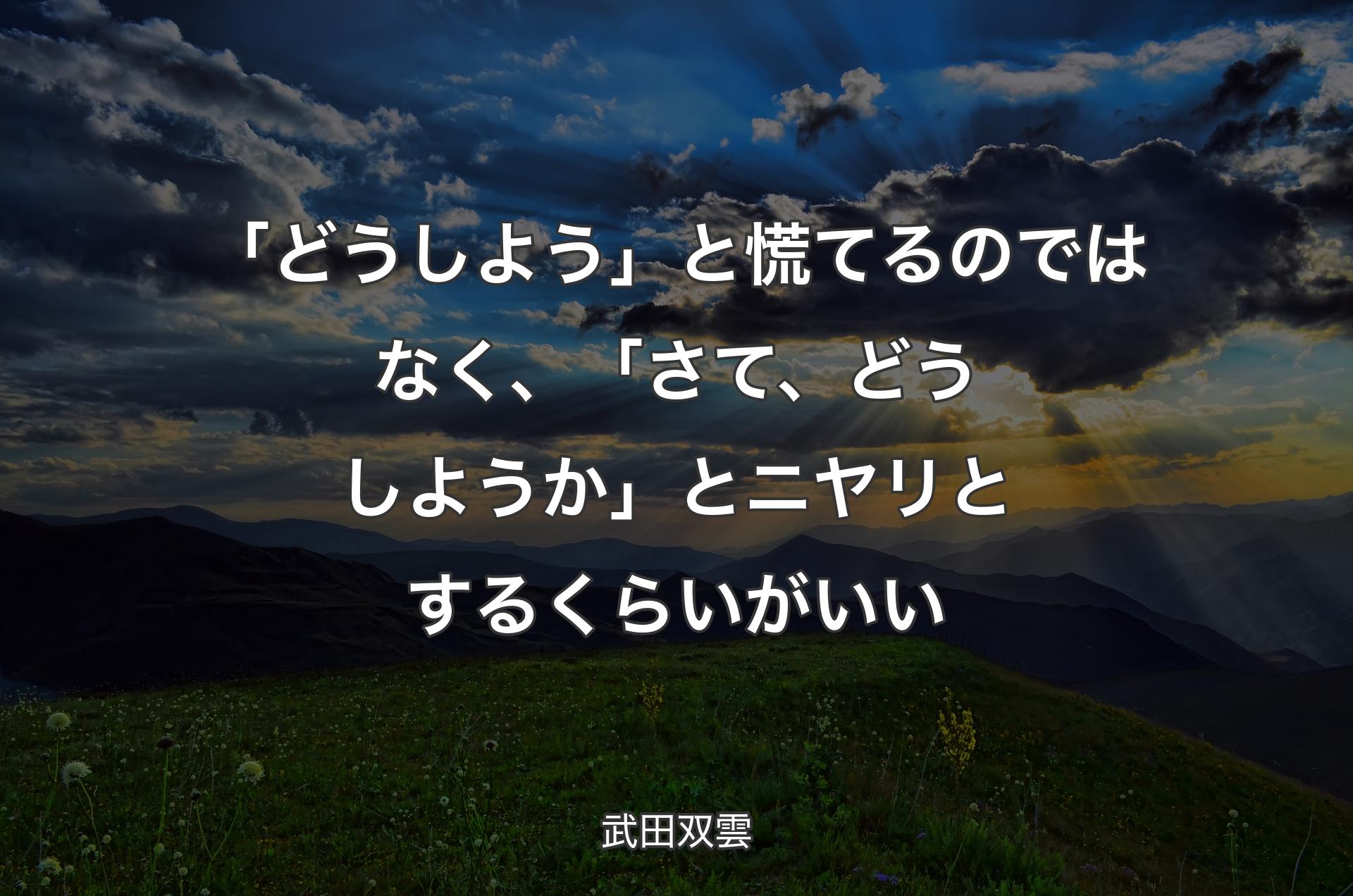 「どうしよう」と慌てるのではなく、「さて、どうしようか」とニヤリとするくらいがいい - 武田双雲