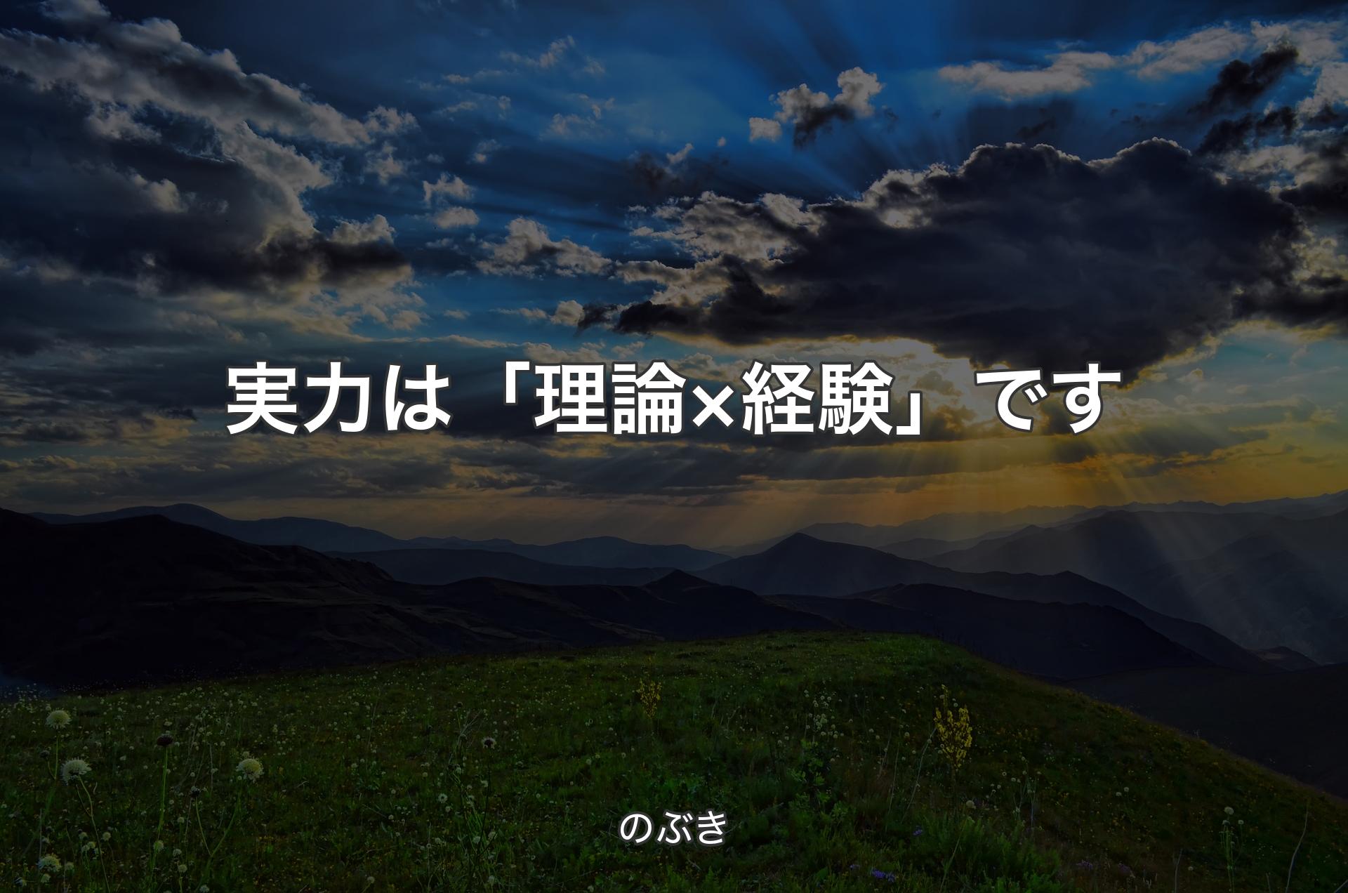 実力は「理論×経験」です - のぶき