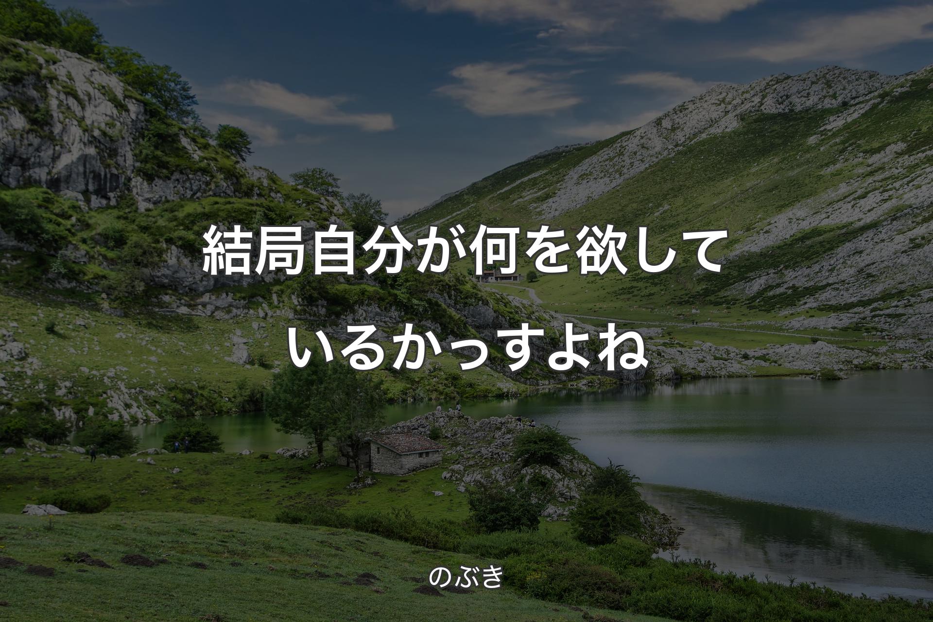 結局自分が何を欲しているかっすよね - のぶき