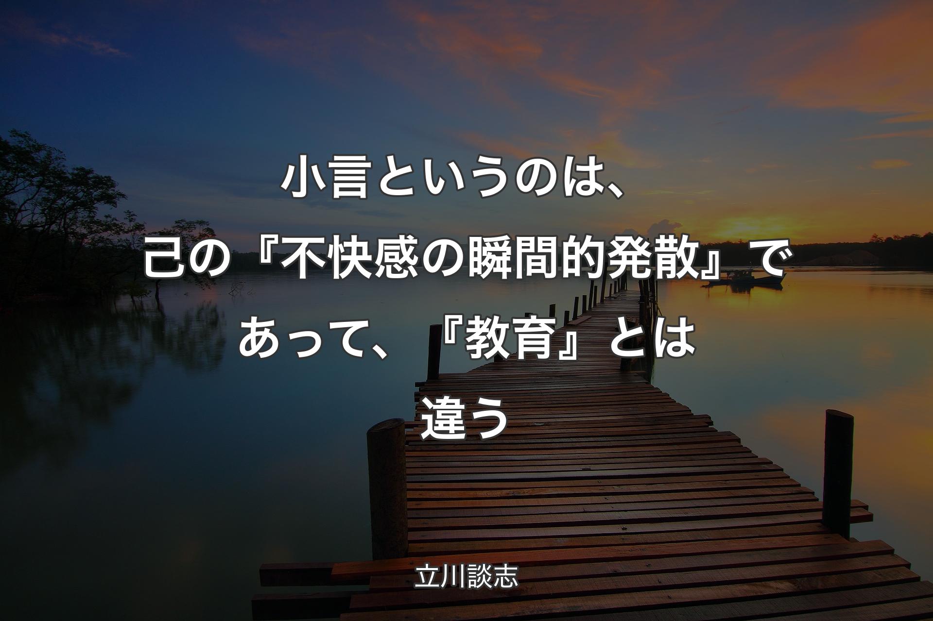 小言というのは、己の『不快感の瞬間的発散』であって、『教育』とは違う - 立川談志