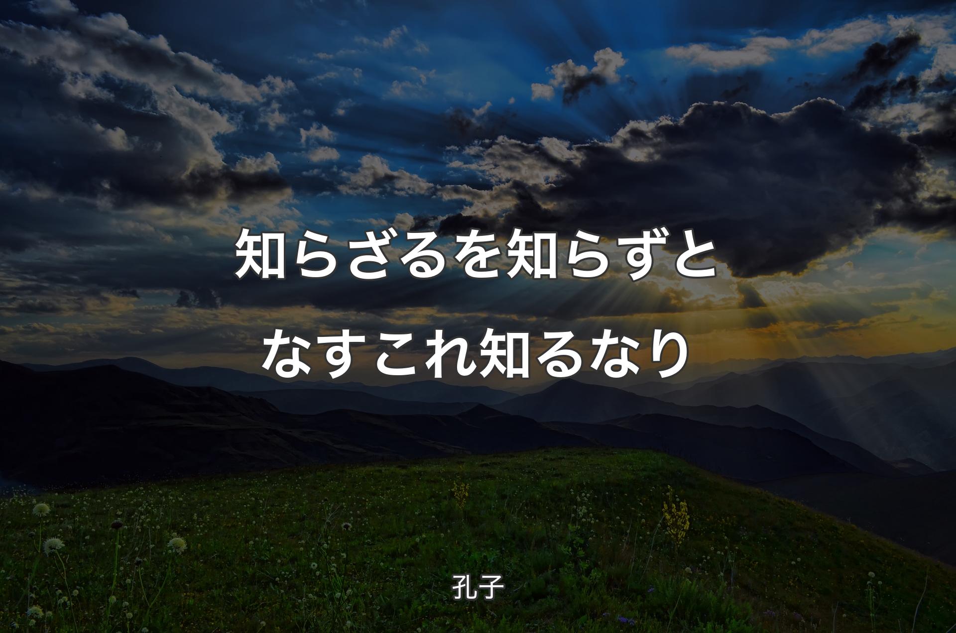 知らざるを知らずとなすこれ知るなり - 孔子