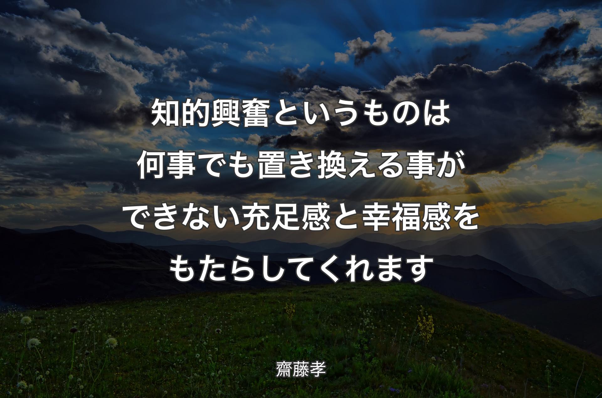 知的興奮というものは何事でも置き換える事ができない充足感と幸福感を�もたらしてくれます - 齋藤孝