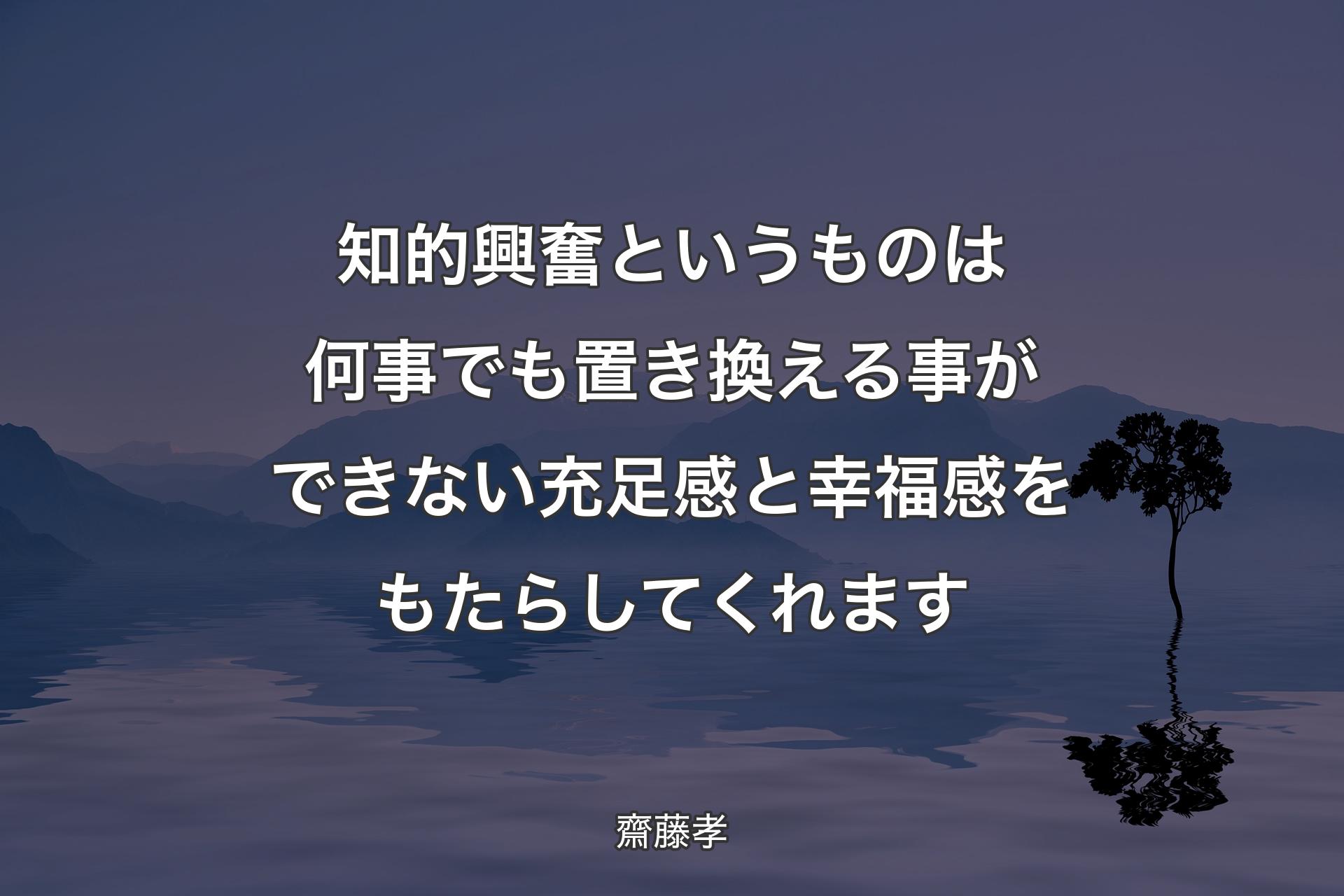 【背景4】知的興奮というものは何事でも置き換える事ができない充足感と幸福感をもたらしてくれます - 齋藤孝