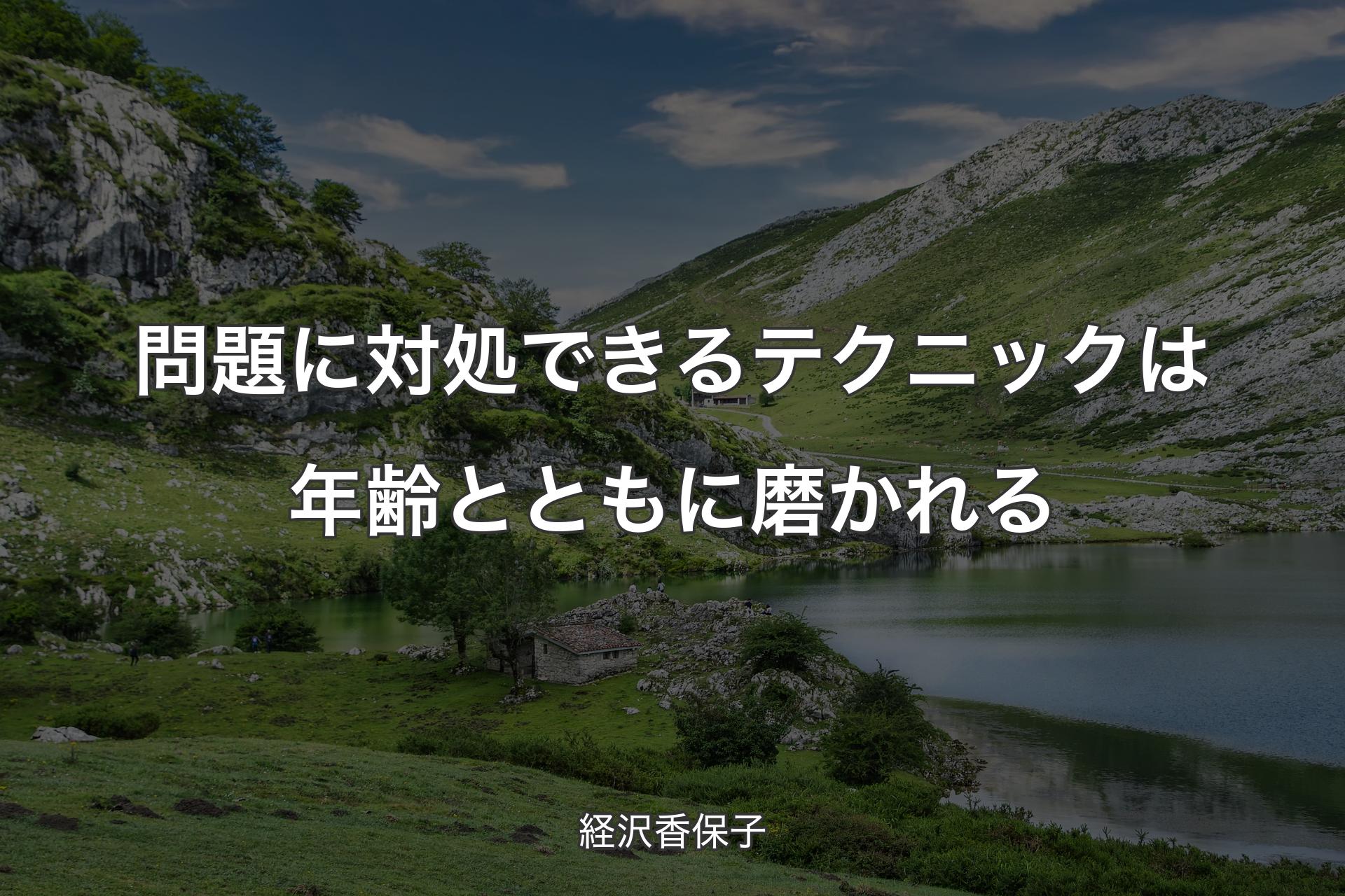 【背景1】問題に対処できるテクニックは年齢とともに磨かれる - 経沢香保子