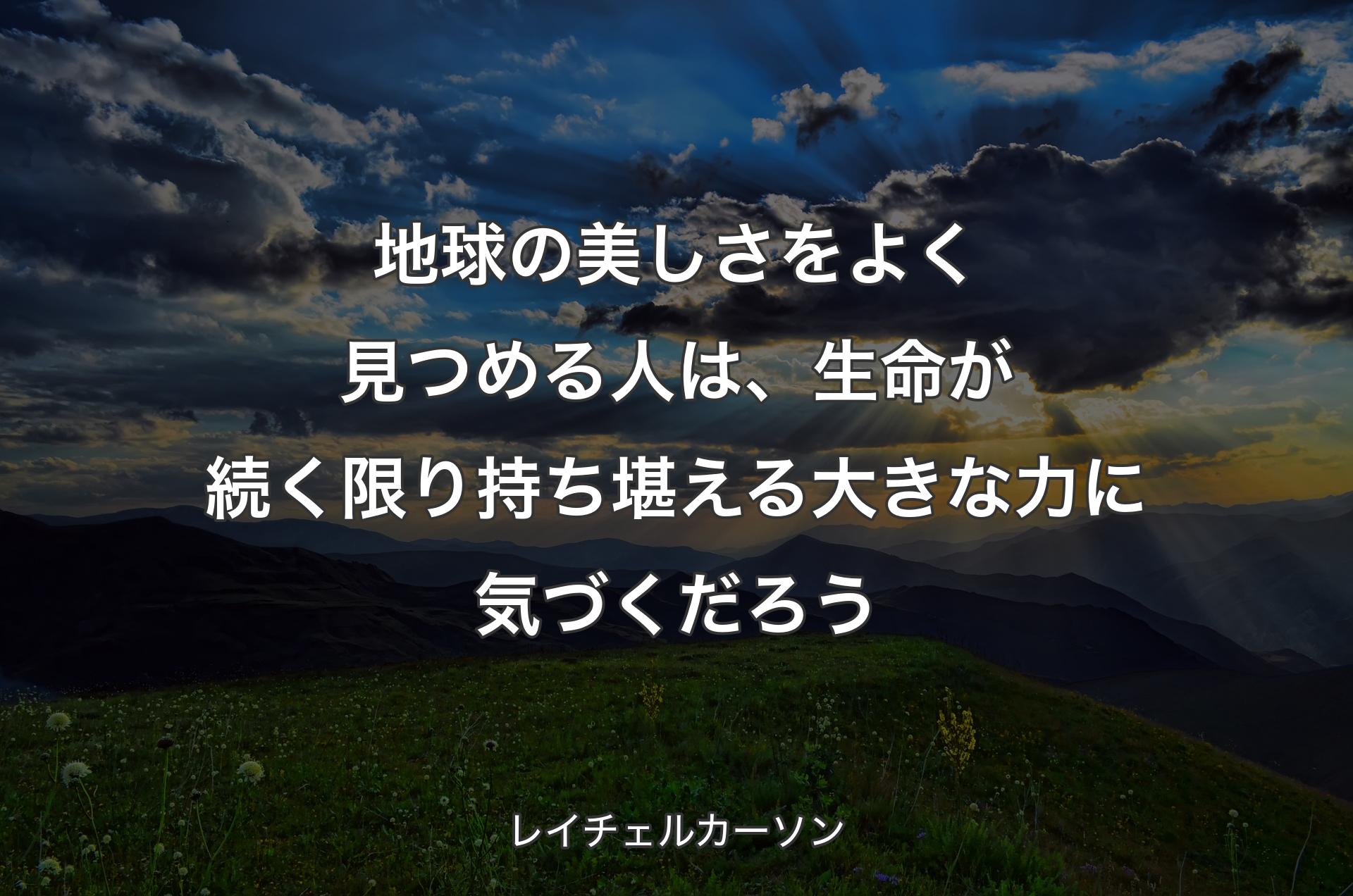 地球の美しさをよく見つめる人は、生命が続く限り持ち堪える大きな力に気づくだろう - レイチェルカーソン