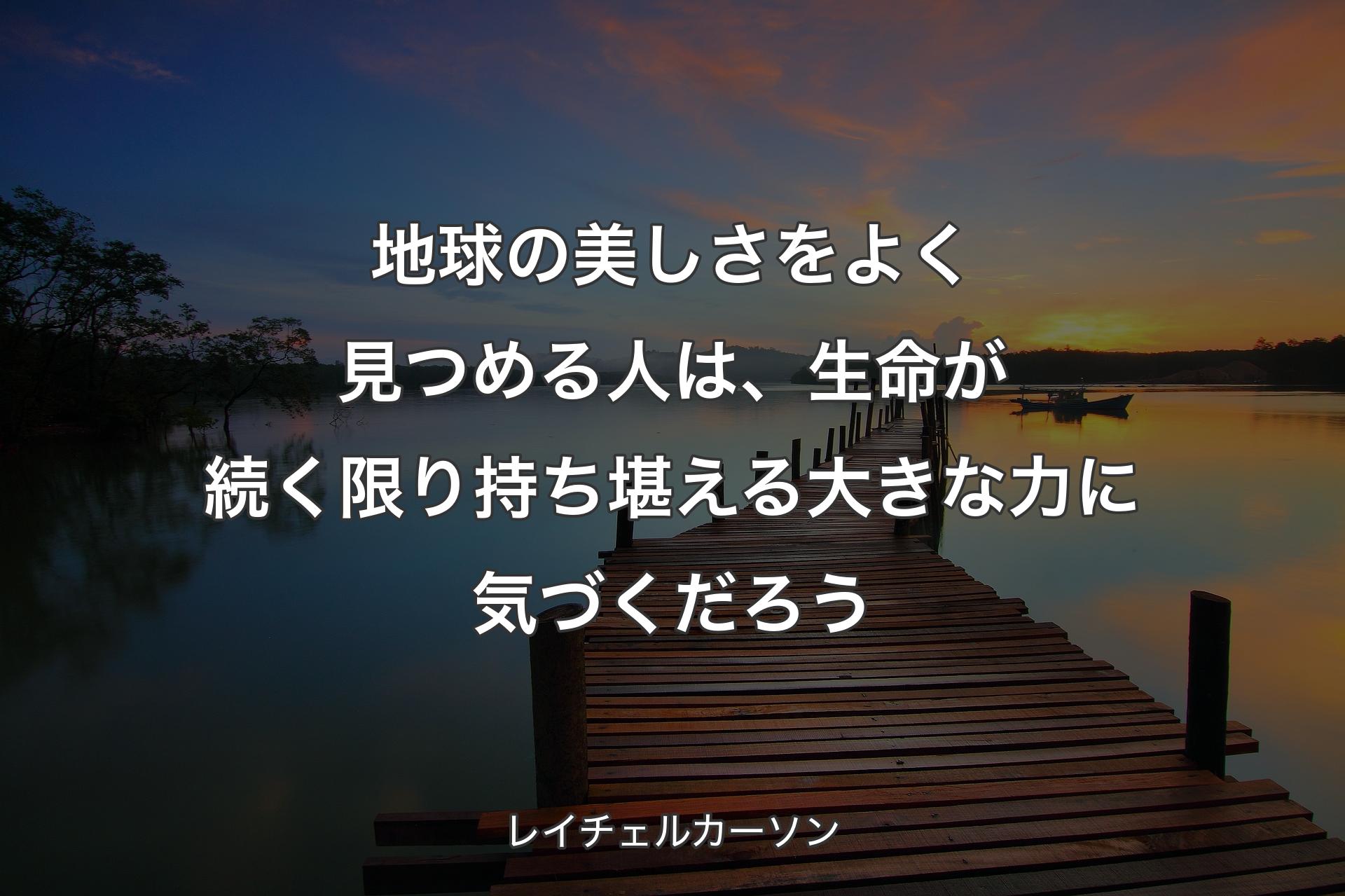 地球の美しさをよく見つめる人は、生命が続く限り持ち堪える大きな力に気づくだろう - レイチェルカーソン