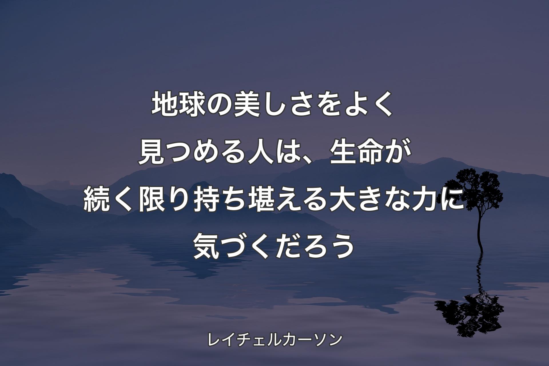 【背景4】地球の美しさをよく見つめる人は、生命が続く限り持ち堪える大きな力に気づくだろう - レイチェルカーソン