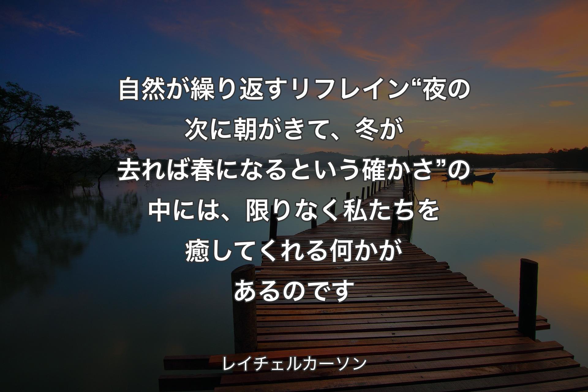 【背景3】自然が繰り返すリフレイン“夜の次に朝がきて、冬が去れば春になるという確かさ”の中には、限りなく私たちを癒してくれる何かがあるのです - レイチェルカーソン