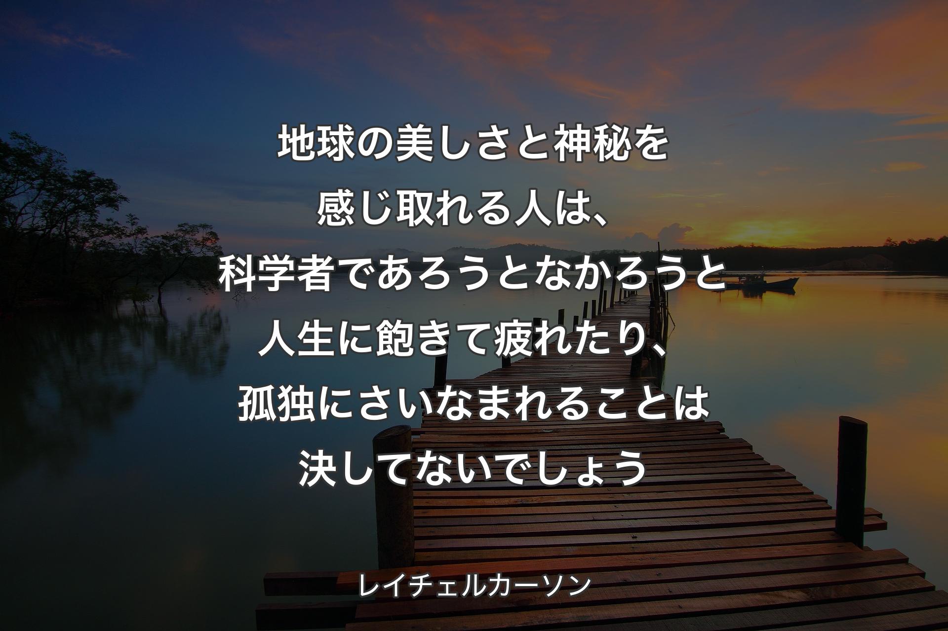 【背景3】地球の美しさと神秘を感じ取れる人は、科学者であろうとなかろうと人生に飽きて疲れたり、孤独にさいなまれることは決してないでしょう - レイチェルカーソン