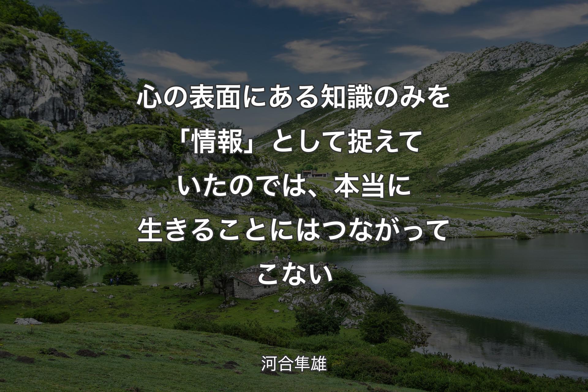 心の表面にある知識のみを「情報」として捉えていたのでは、本当に生きることにはつながってこない - 河合隼雄