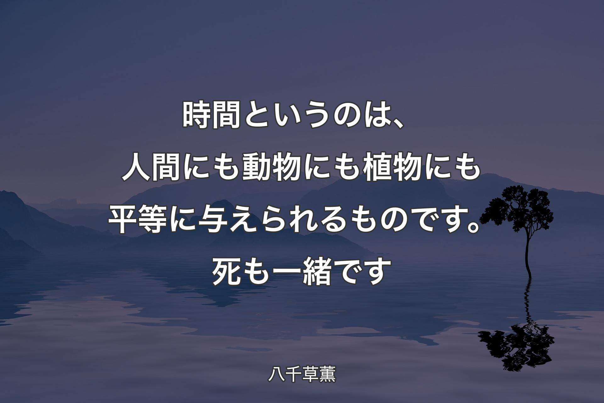 【背景4】時間というのは、人間にも動物にも植物にも平等に与えられるものです。死も一緒です - 八千草薫