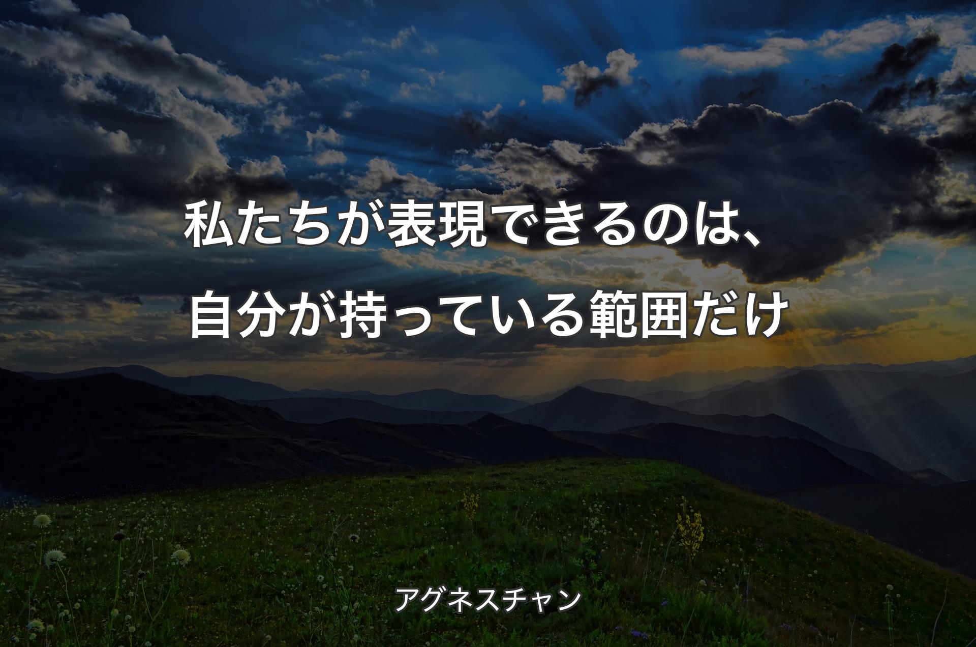 私たちが表現できるのは、自分が持っている範囲だけ - アグネスチャン