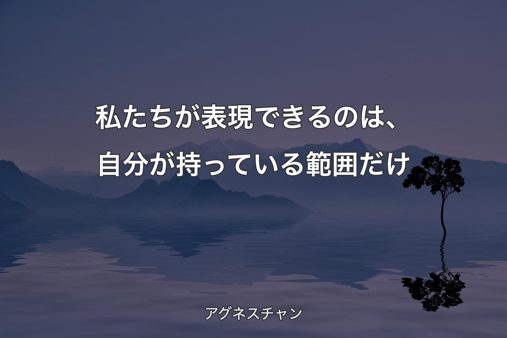 私たちが表現できるのは、自分が持っている範囲だけ - アグネスチャン