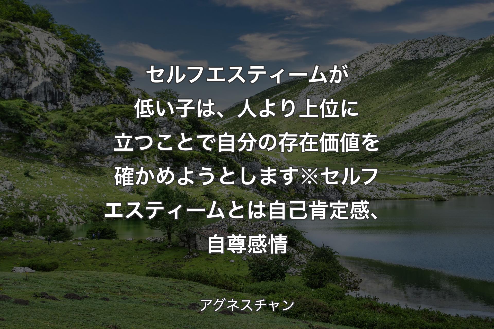 【背景1】セルフエスティームが低い子は、人より上位に立つことで自分の存在価値を確かめようとします※セルフエスティームとは自己肯定感、自尊感情 - アグネスチャン