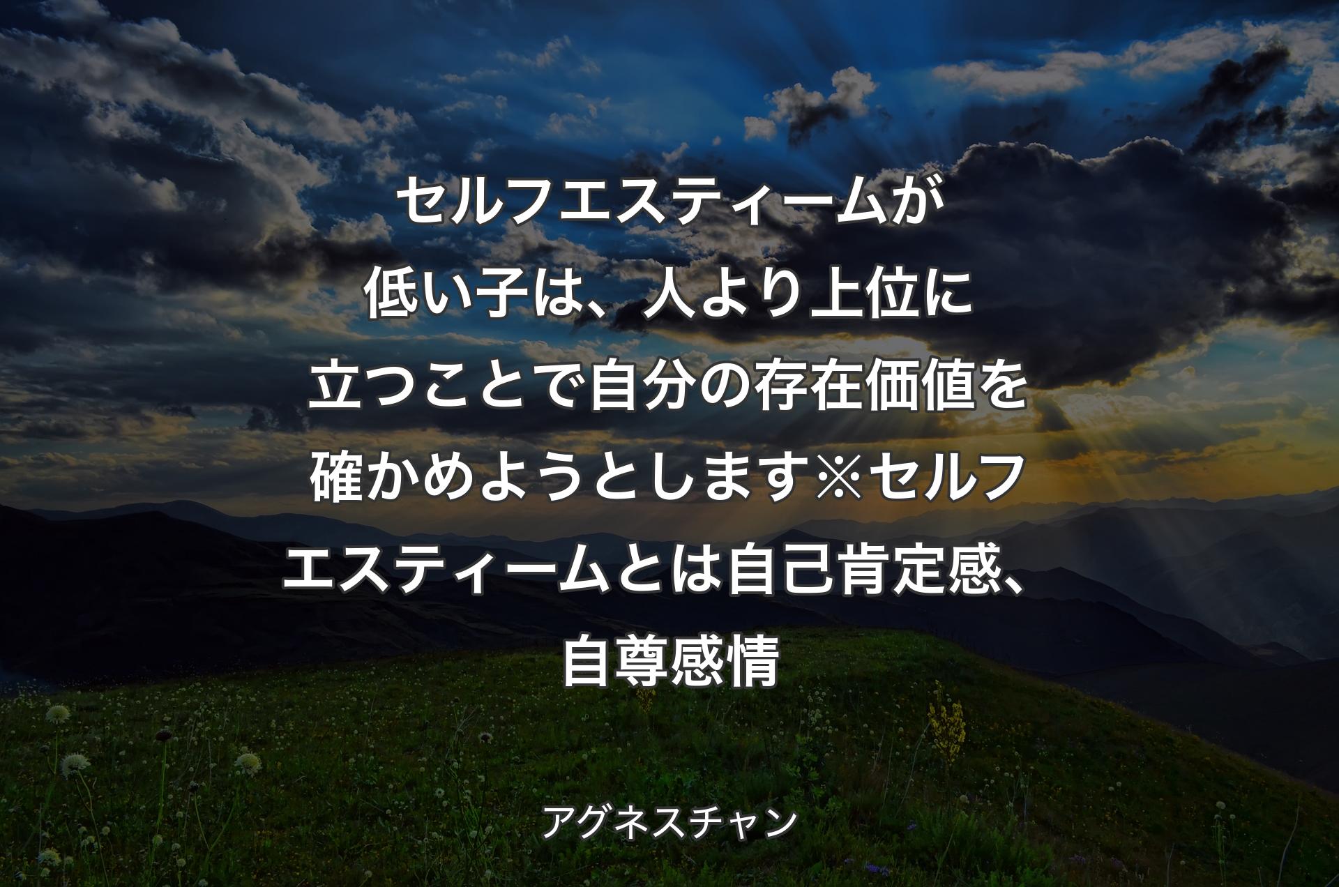 セルフエスティームが低い子は、人より上位に立つことで自分の存在価値を確かめようとします※セルフエスティームとは自己肯定感、自尊感情 - アグネスチャン