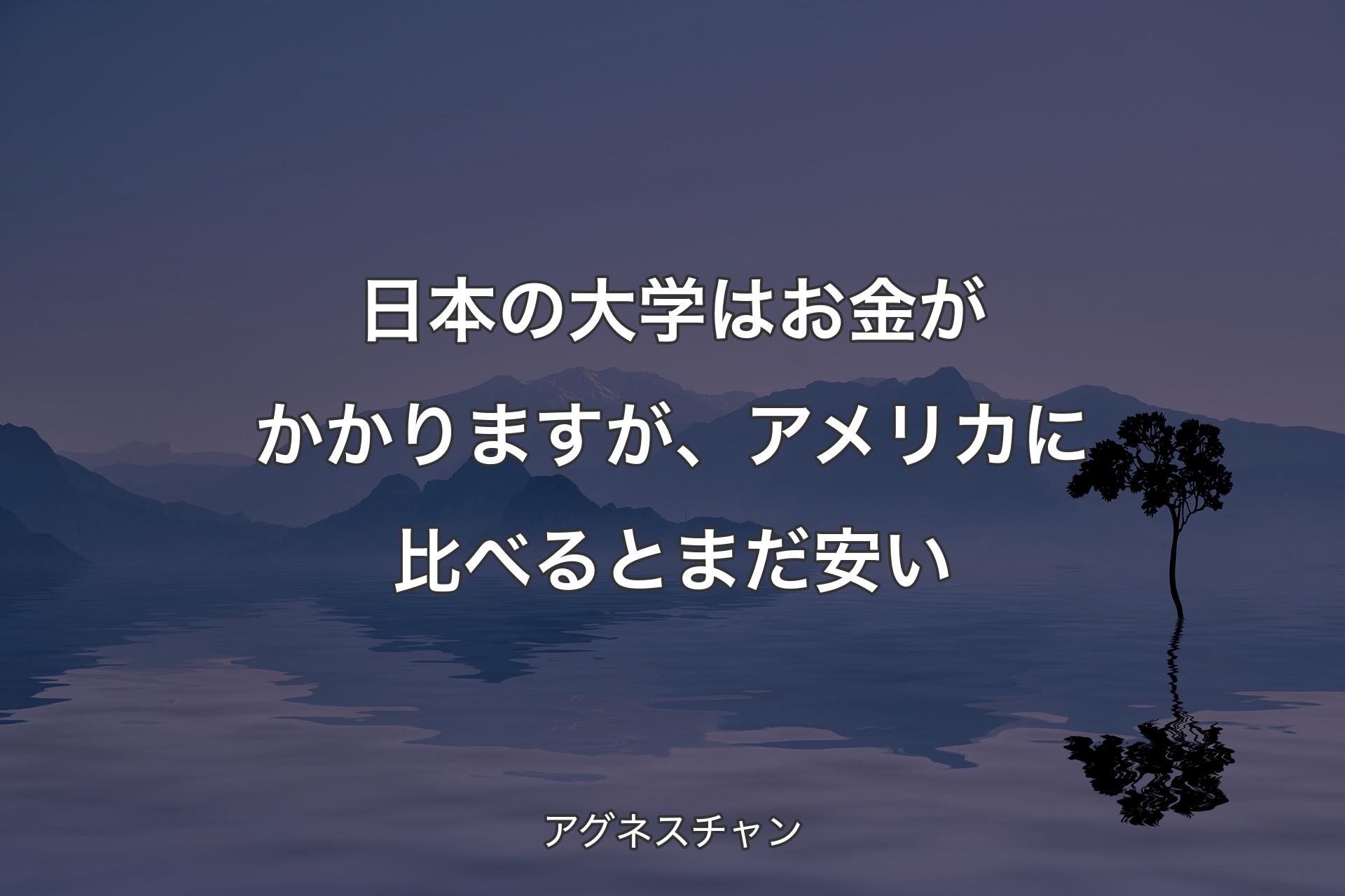 【背景4】日本の大学はお金がかかりますが、アメリカに比べるとまだ安い - アグネスチャン