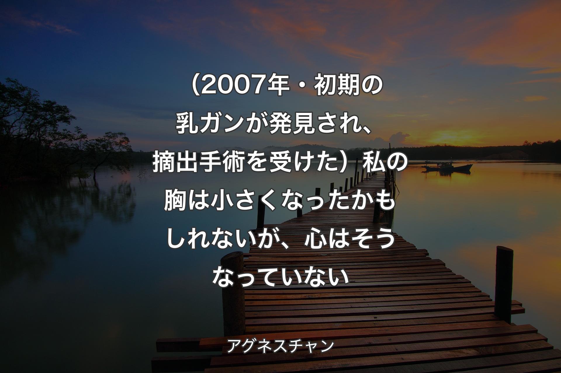 （2007年・初期の乳ガンが発見され、摘出手術を受けた）私の胸は小さくなったかもしれないが、心はそうなっていない - アグネスチャン