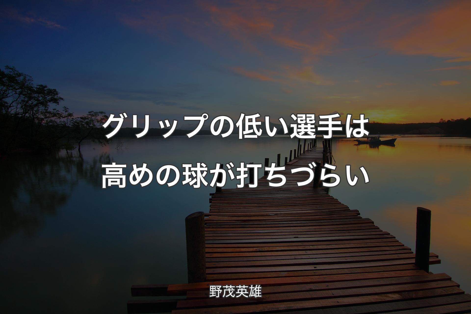 【背景3】グリップの低い選手は高めの球が打ちづらい - 野茂英雄