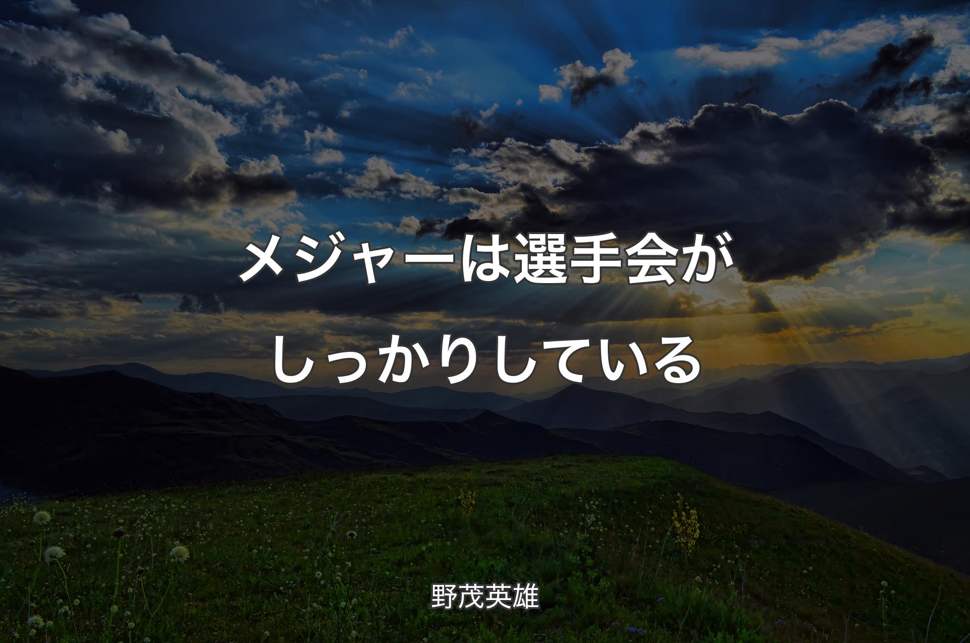 メジャーは選手会がしっかりしている - 野茂英雄