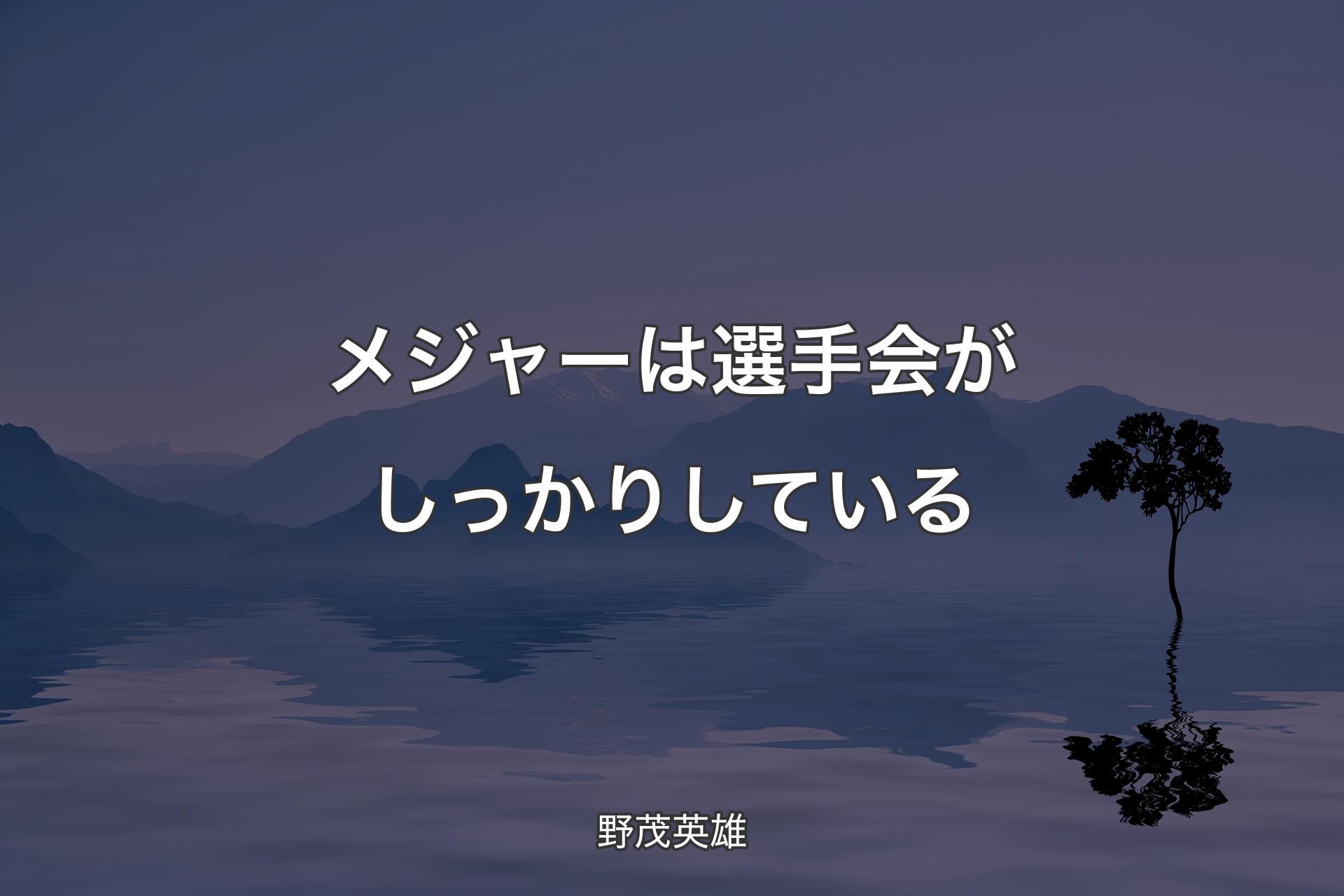 【背景4】メジャーは選手会がしっかりしている - 野茂英雄