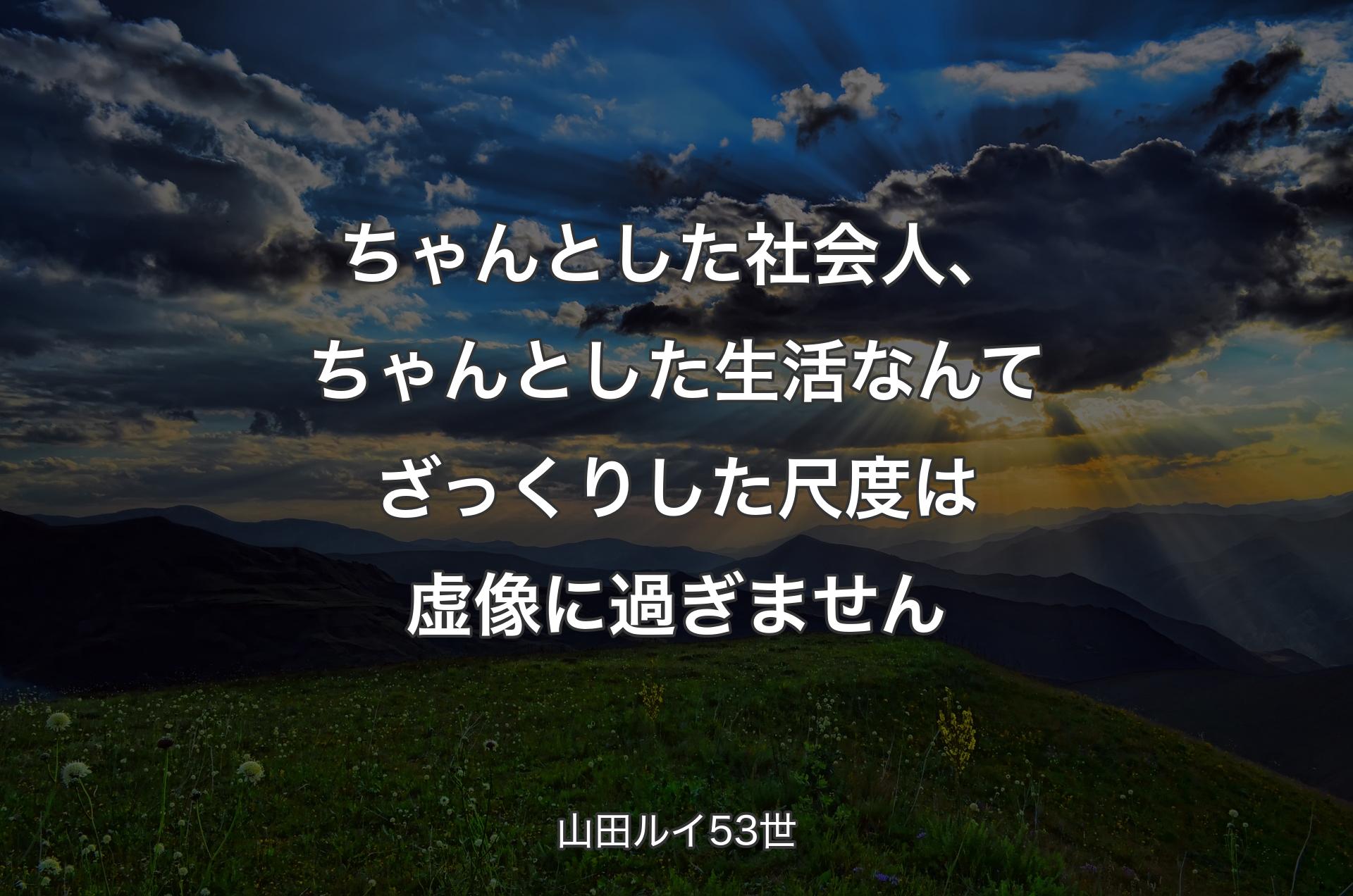 ちゃんとした社会人、ちゃんとした生活なんてざっくりした尺度は虚像に過ぎません - 山田ルイ53世