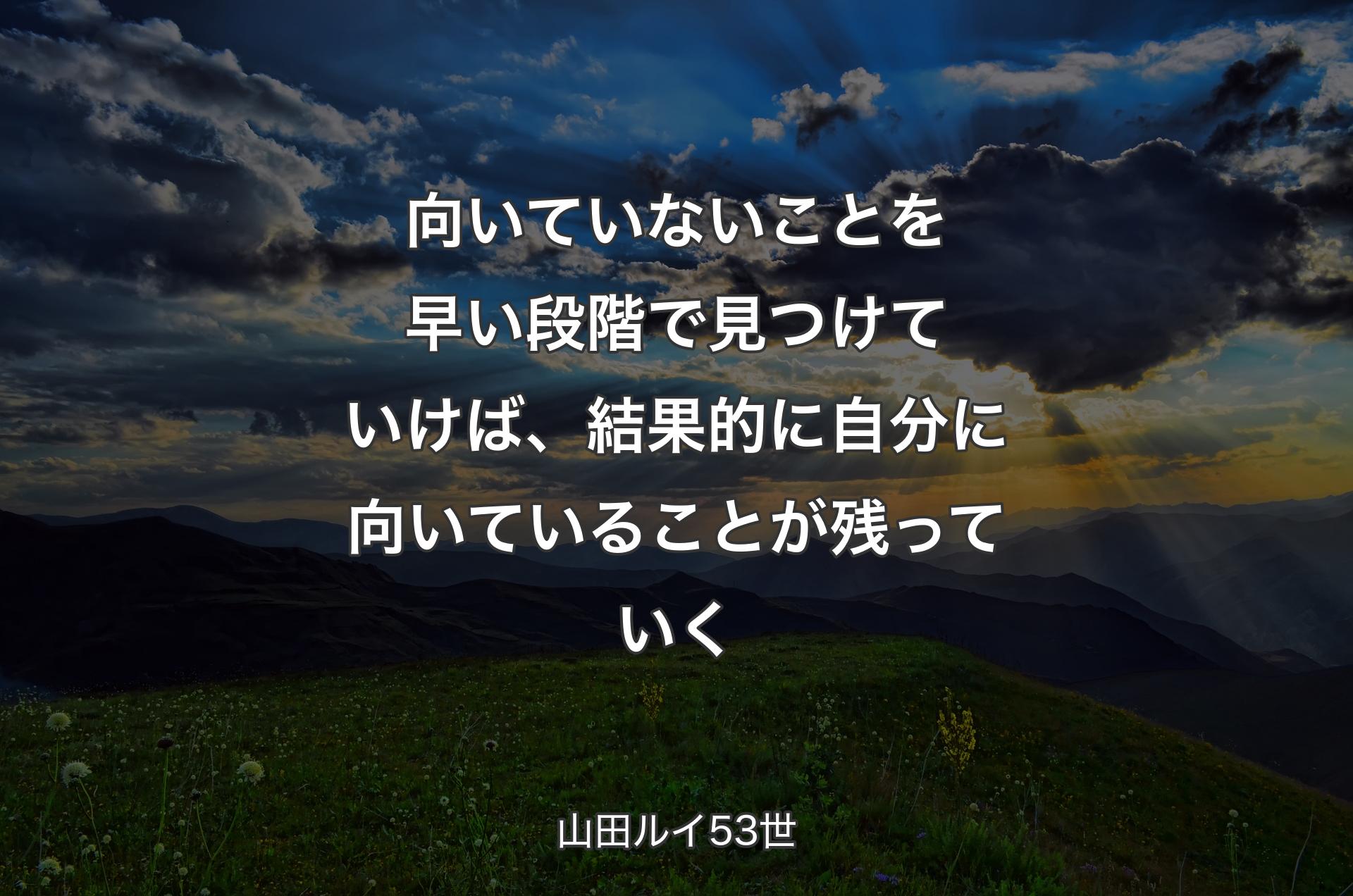 向いていないことを早い段階で見つけていけば、結果的に自分に向いていることが残っていく - 山田ルイ53世