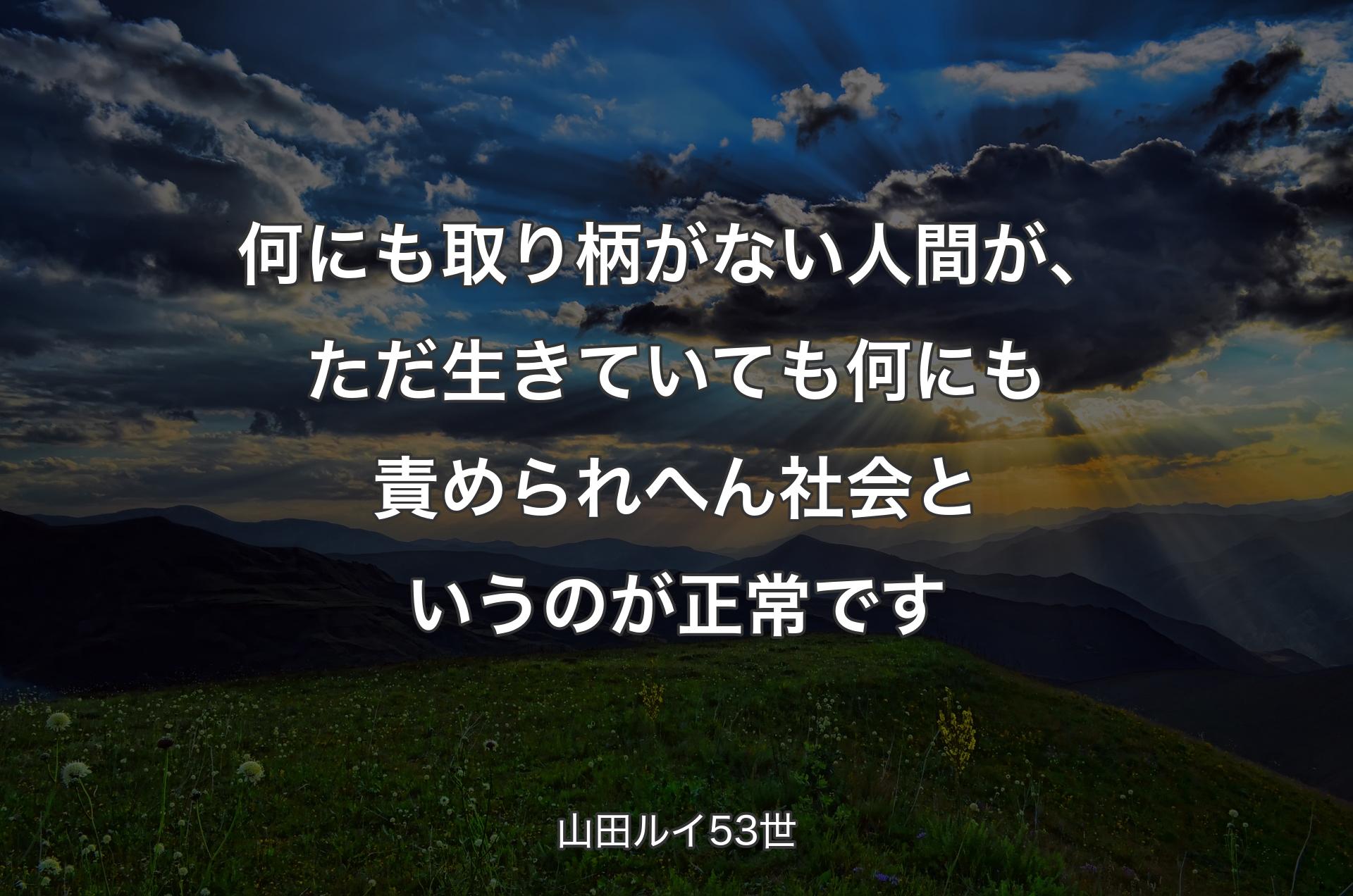 何にも取り柄がない人間が、ただ生きていても何にも責められへん社会というのが正常です - 山田ルイ53世