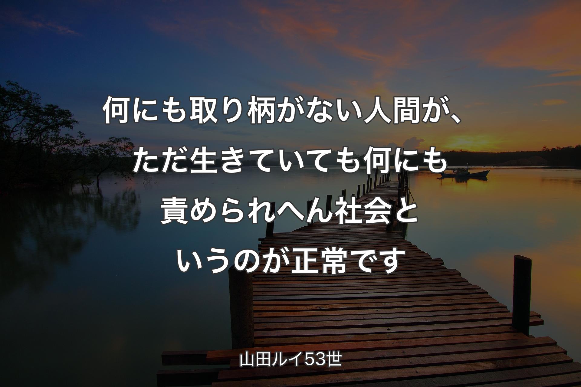 何にも取り柄がない人間が、ただ生きていても何にも責められへん社会というのが正常です - 山田ルイ53世