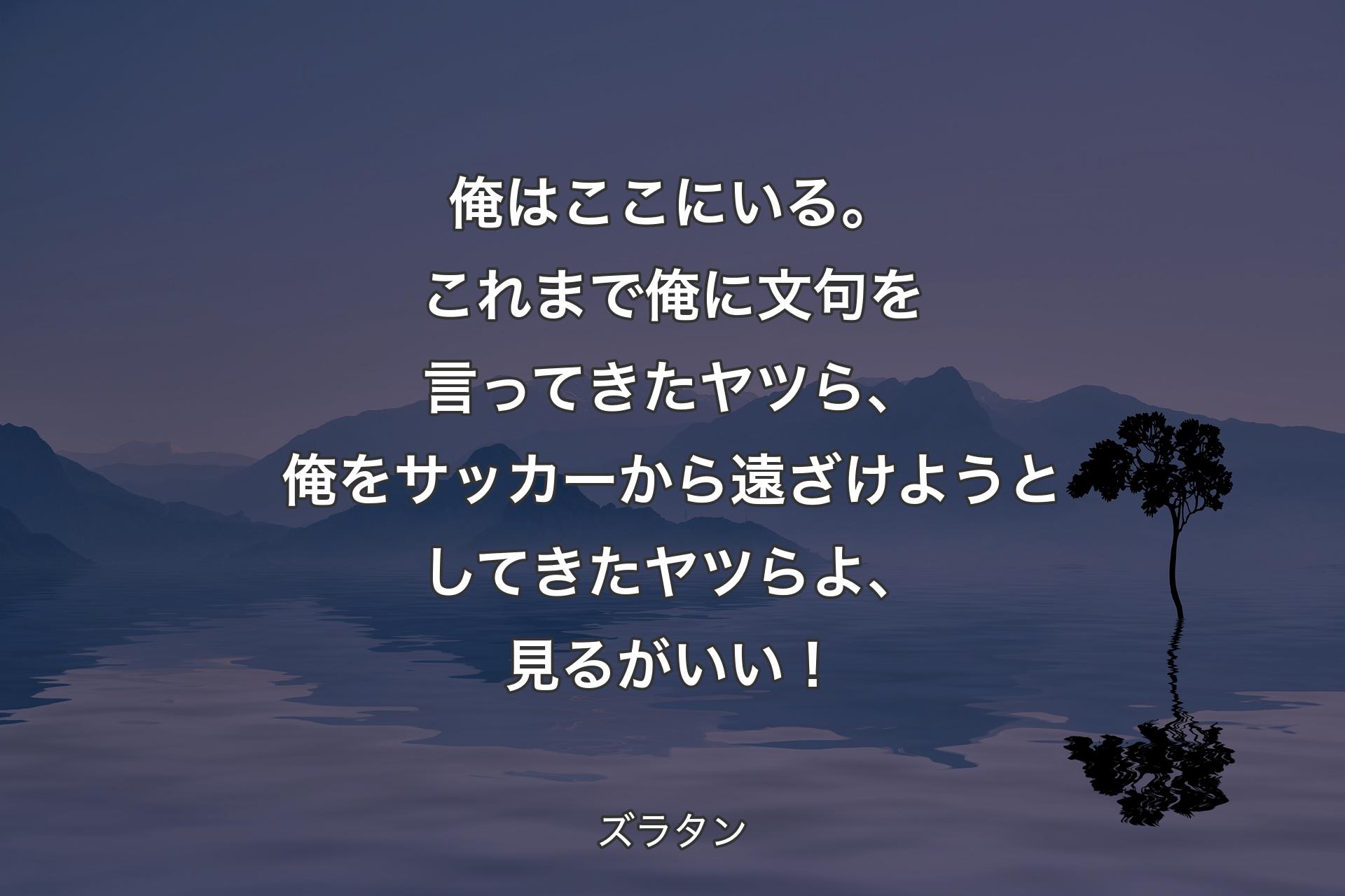 俺はここにいる。これまで俺に文句を言ってきたヤツら、俺をサッカーから遠ざけようとしてきたヤツらよ、見るがいい！ - ズラタン