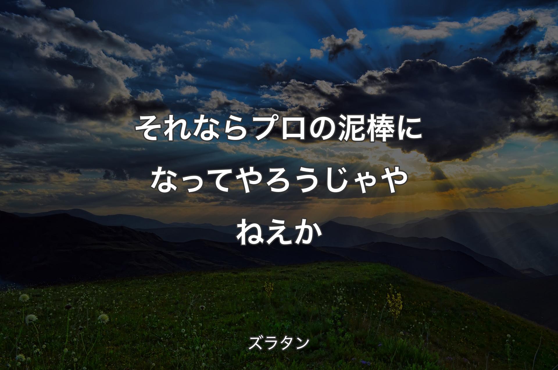 それならプロの泥棒になってやろうじゃやねえか - ズラタン