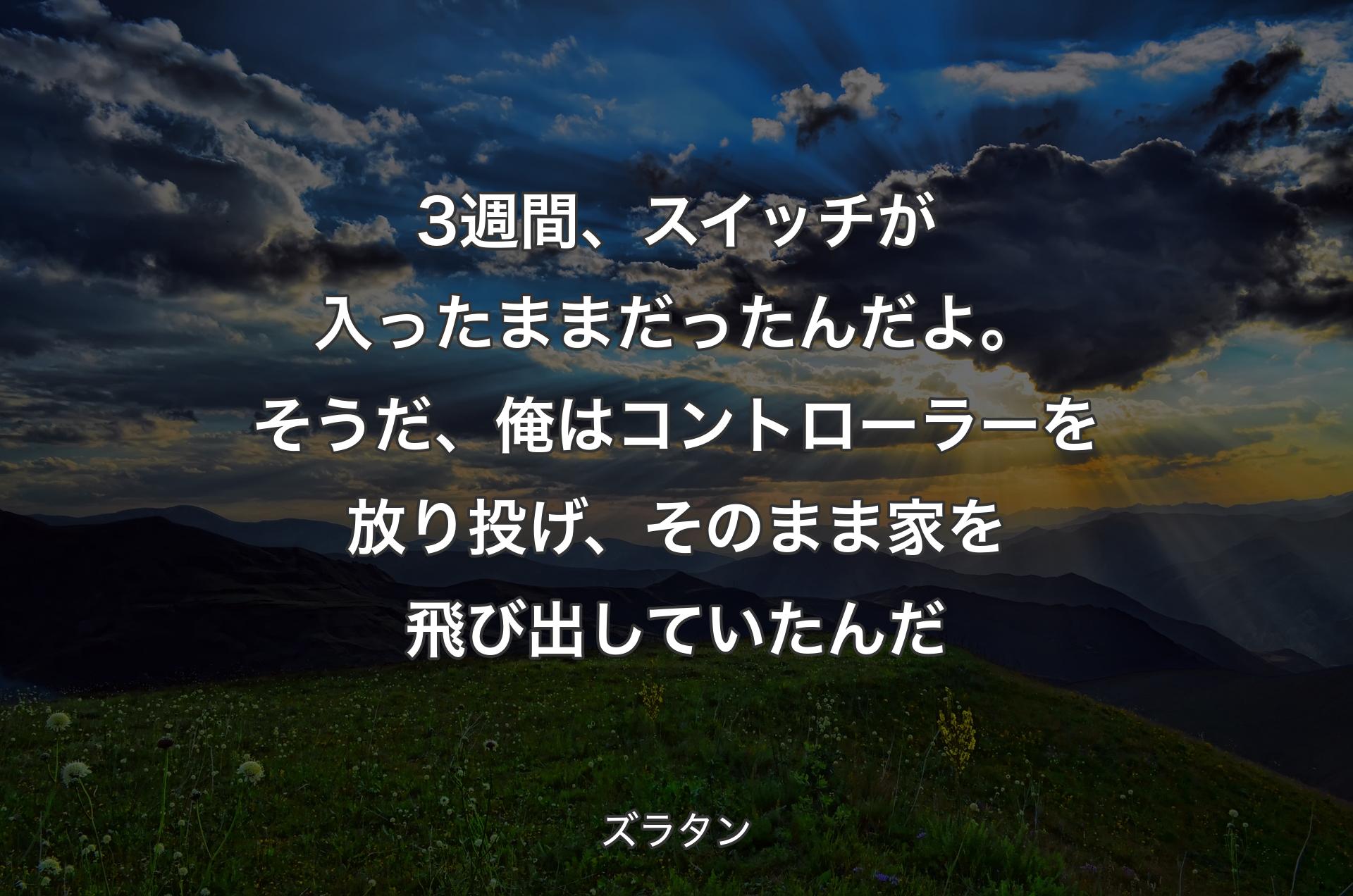3週間、スイッチが入ったままだったんだよ。そうだ、俺はコントローラーを放り投げ、そのまま家を飛び出していたんだ - ズラタン