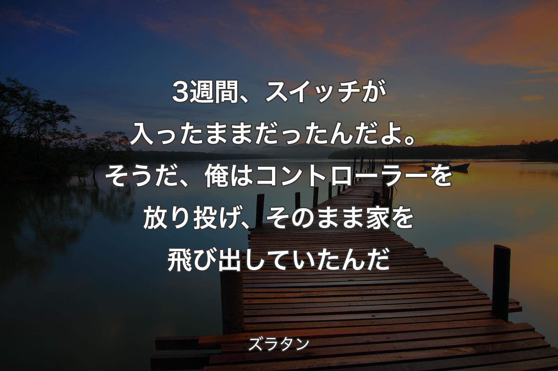 【背景3】3週間、スイッチが入ったままだったんだよ。そうだ、俺はコントローラーを放り投げ、そのまま家を飛び出していたんだ - ズラタン