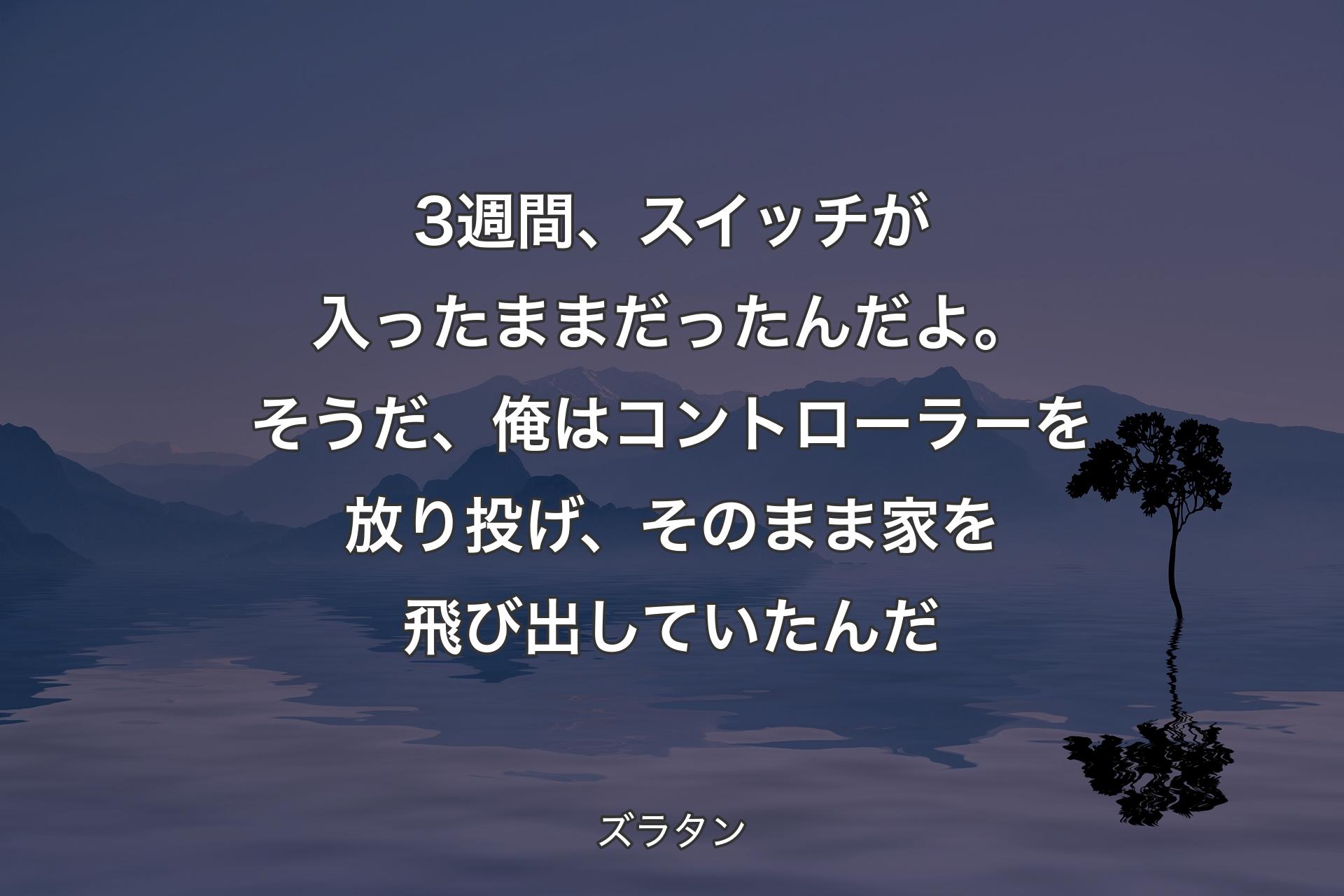 【背景4】3週間、スイッチが入ったままだったんだよ。そうだ、俺はコントローラーを放り投げ、そのまま家を飛び出していたんだ - ズラタン