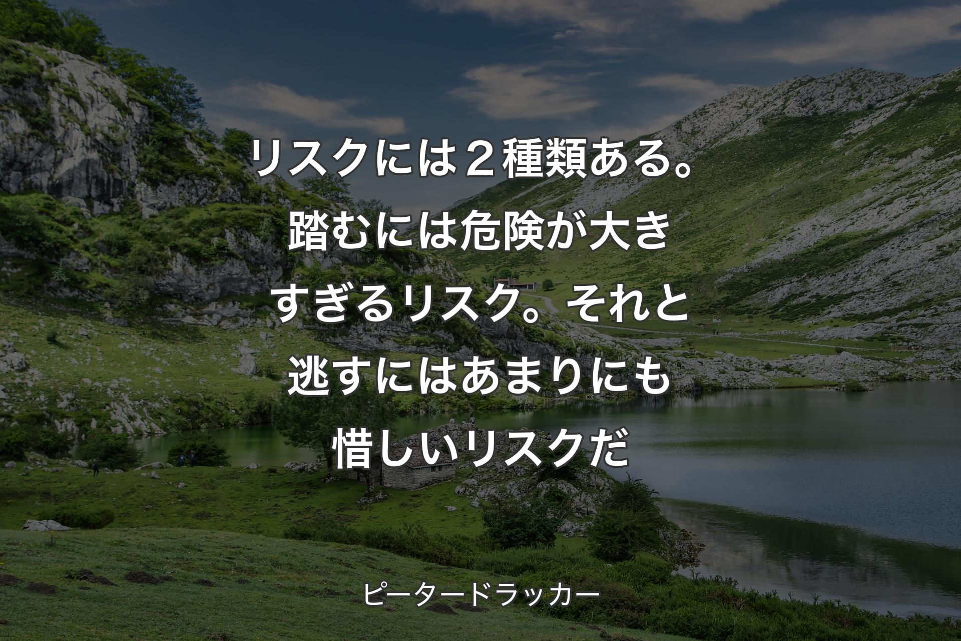 【背景1】リスクには２種類ある。踏むには危険が大きすぎるリスク。それと逃すにはあまりにも惜しいリスクだ - ピータードラッカー