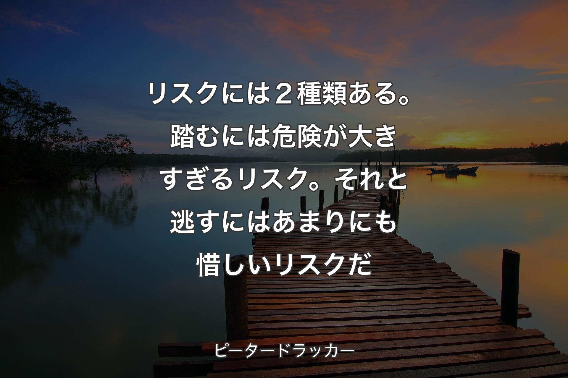 【背景3】リスクには２種類ある。踏むには危険が大きすぎるリスク。それと逃すにはあまりにも惜しいリスクだ - ピータードラッカー